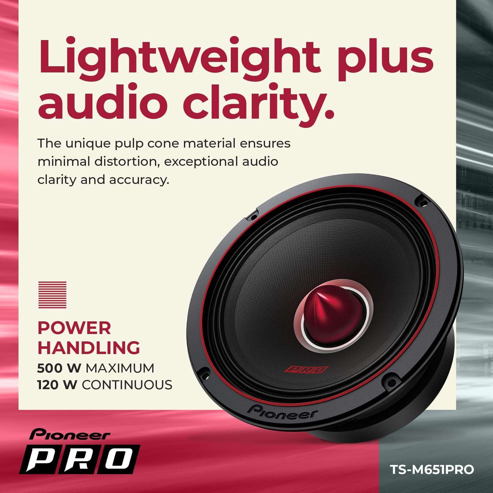 Pioneer P.R.O. Series TS-M651PRO 6.5” Speakers (Pair) – 300W Max, Perfect for high-SPL Builds and pro-Level car Audio 4