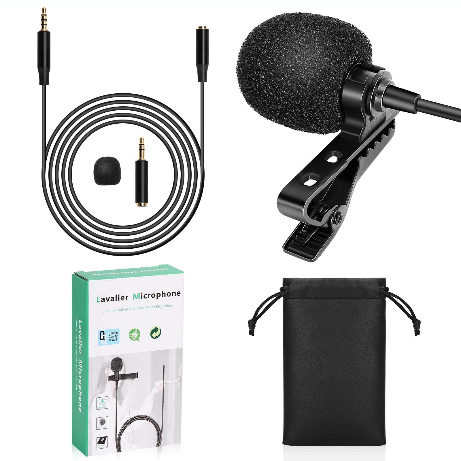 Professional Grade Lavalier Lapel Microphone for Panasonic P85 Nxt Compatible with iPhone Phone or Camera Blogging Vlogging ASMR Recording Video Tiny Shirt Microphone with Easy Clip On System 1
