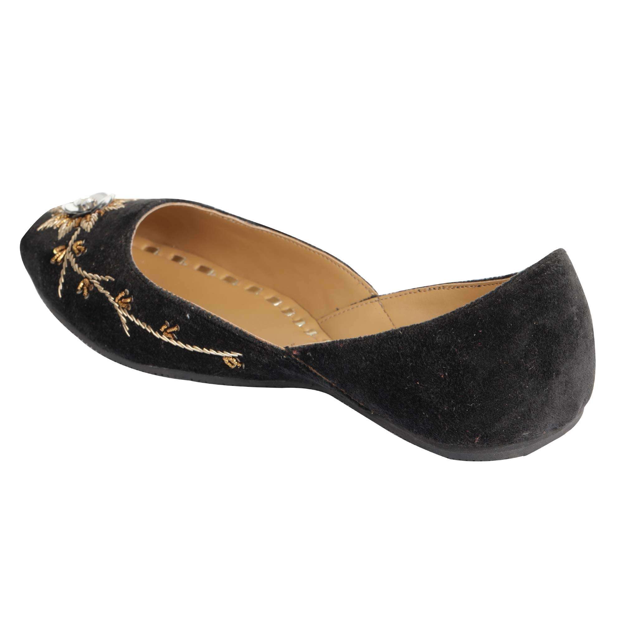 Amica Slexia Women's Leather Jutis & Mojari (Black_Size-7) 4