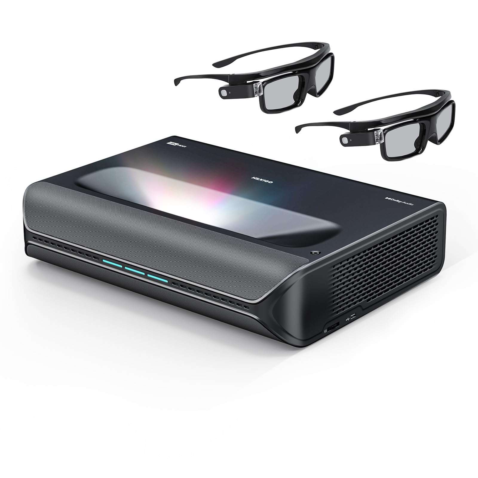 NexiGo Aurora Pro MKII Bundle, 4K Tri-Color Laser UST Projector, Scene Adapt Engine with Dynamic Iris & Laser Dimming, 0.21:1, Dolby Vision & Atoms, HDR10+, Active 3D, with DLP Link 3D Glasses(2 Pack) 1