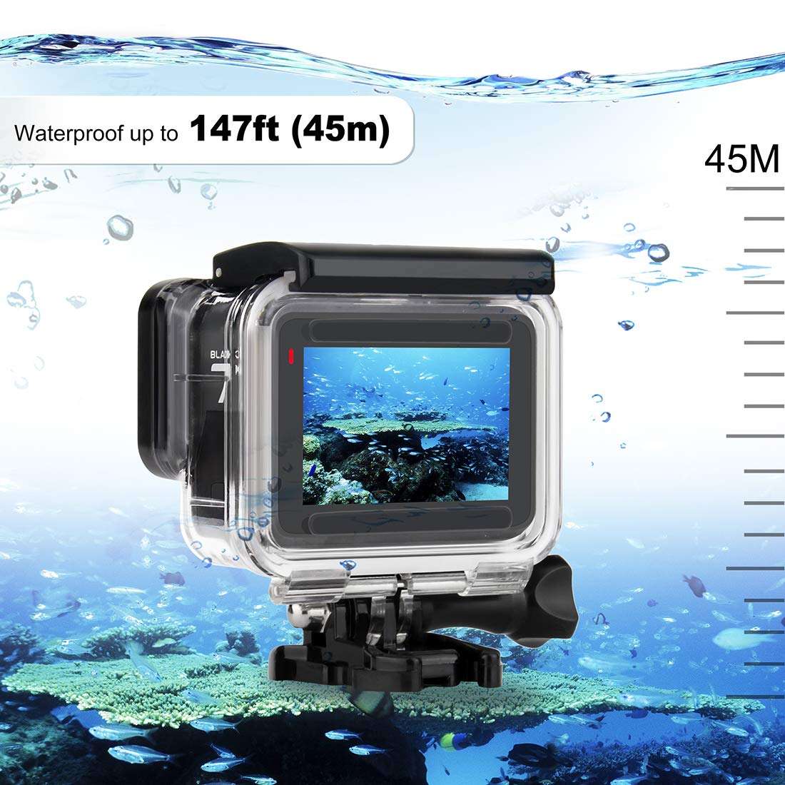 GEPULY Waterproof Case for GoPro Hero 2018/7/6/5 Black - 45M Underwater Protective Dive Housing Shell for Go Pro Hero7 Hero6 Hero5 Camera with Tripod Bracket Accessories 4