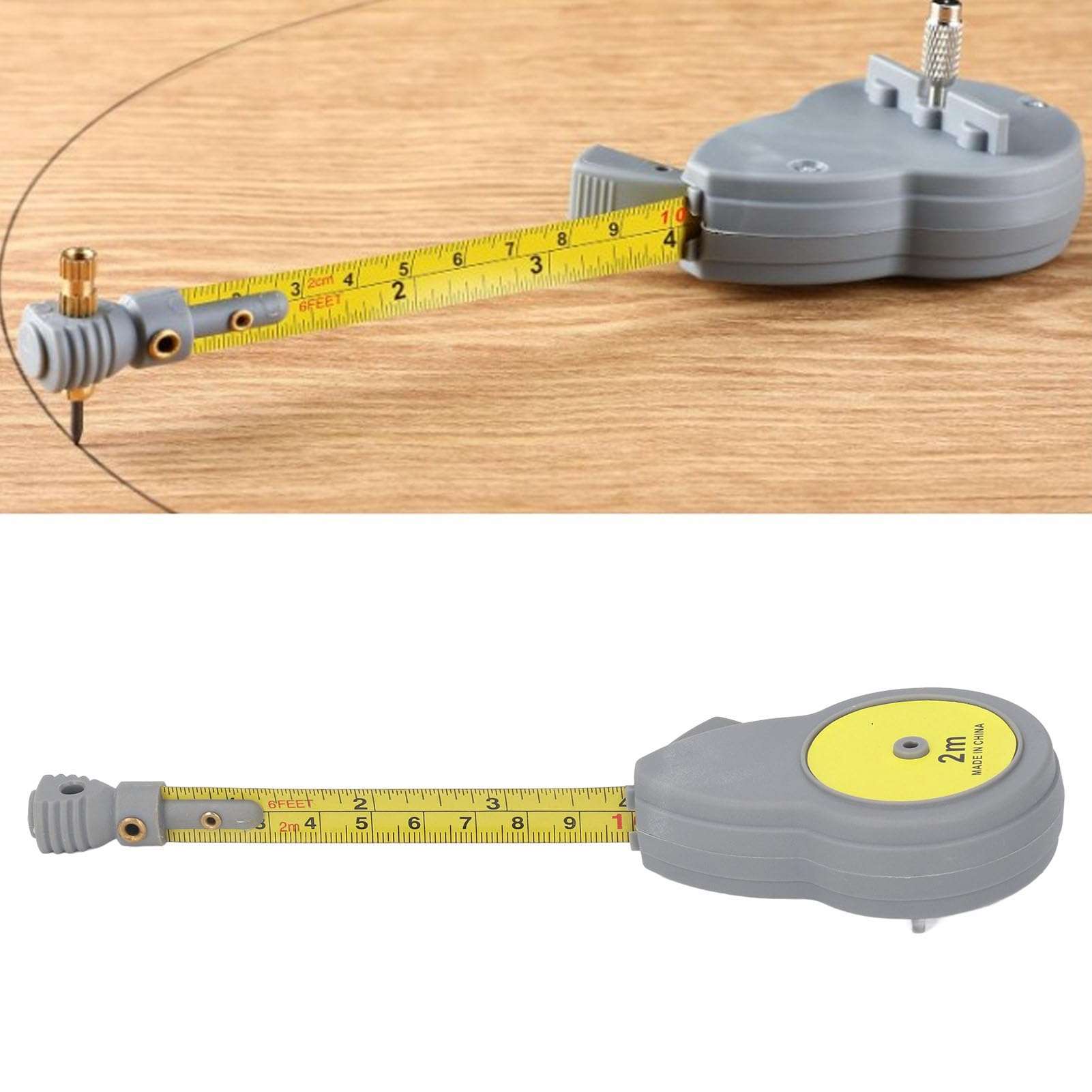 Rotating Tape Measure Compass Retractable Circle Drawing Tool with 50Pcs Pencil Refill for Woodworking Industrial Design 6ft 3