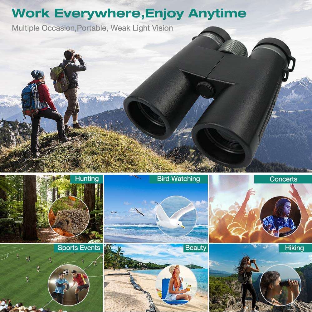 Airsnigi 12x42 Binoculars for Adults and Kids,HD Professional/Waterproof Binoculars With Smartphone Adapter Tripod Carrying Bag,Great for Bird Watching,Hunting,Hiking,Sports Events,Concerts (1.21 lbs) 5