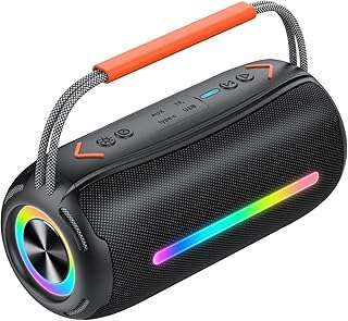 aowoka Portable Speakers with LED Breathing Light, IPX7 Waterproof, Powerful Cyrstal Clear Sound, Outdoor Speakers for Party, Travel and More (Deep Black) 1