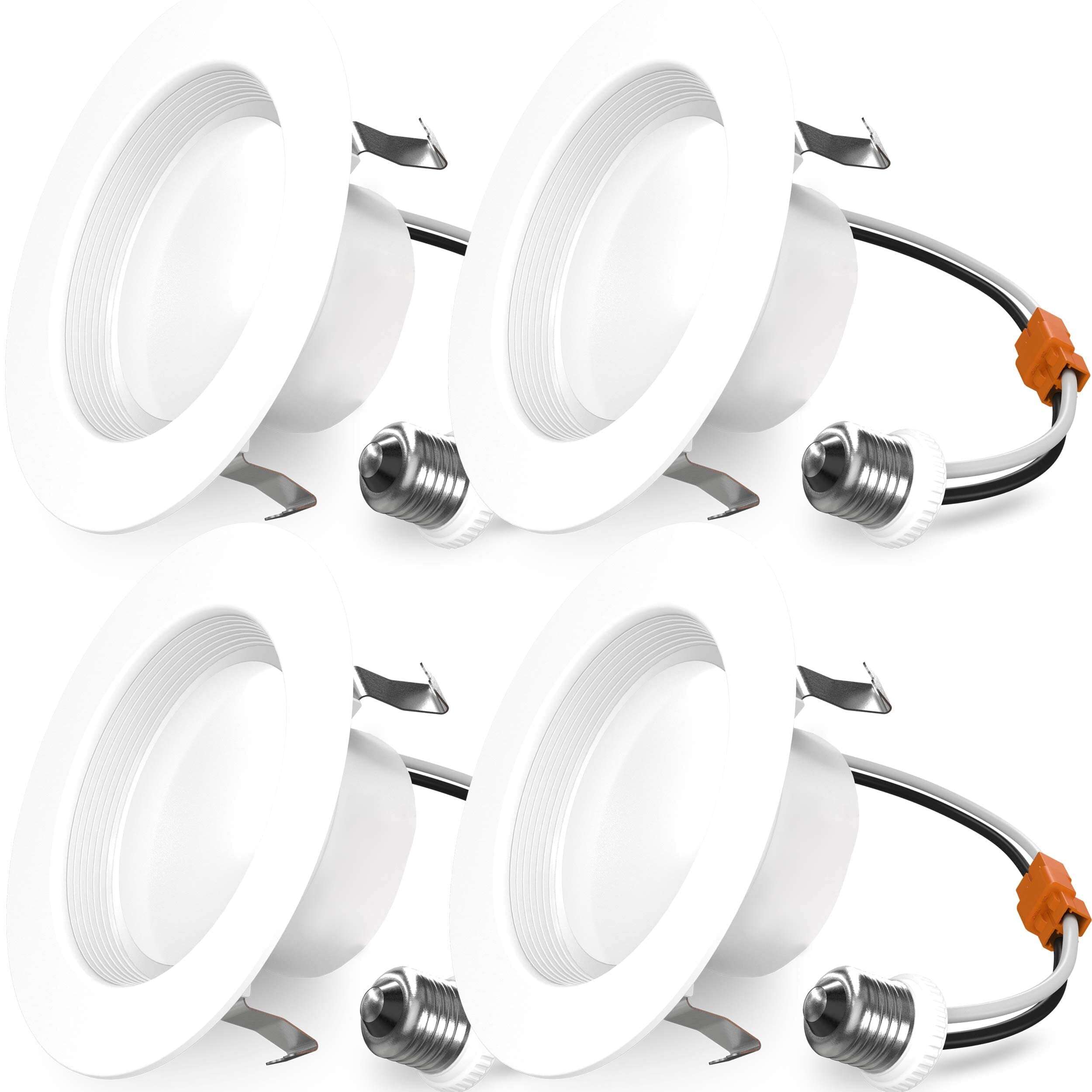 Sunco 4 Pack Retrofit LED Recessed Lighting 4 Inch, 4000K Cool White, Dimmable Can Lights, Baffle Trim, 11W=60W, 660LM, Damp Rated - ETL 1