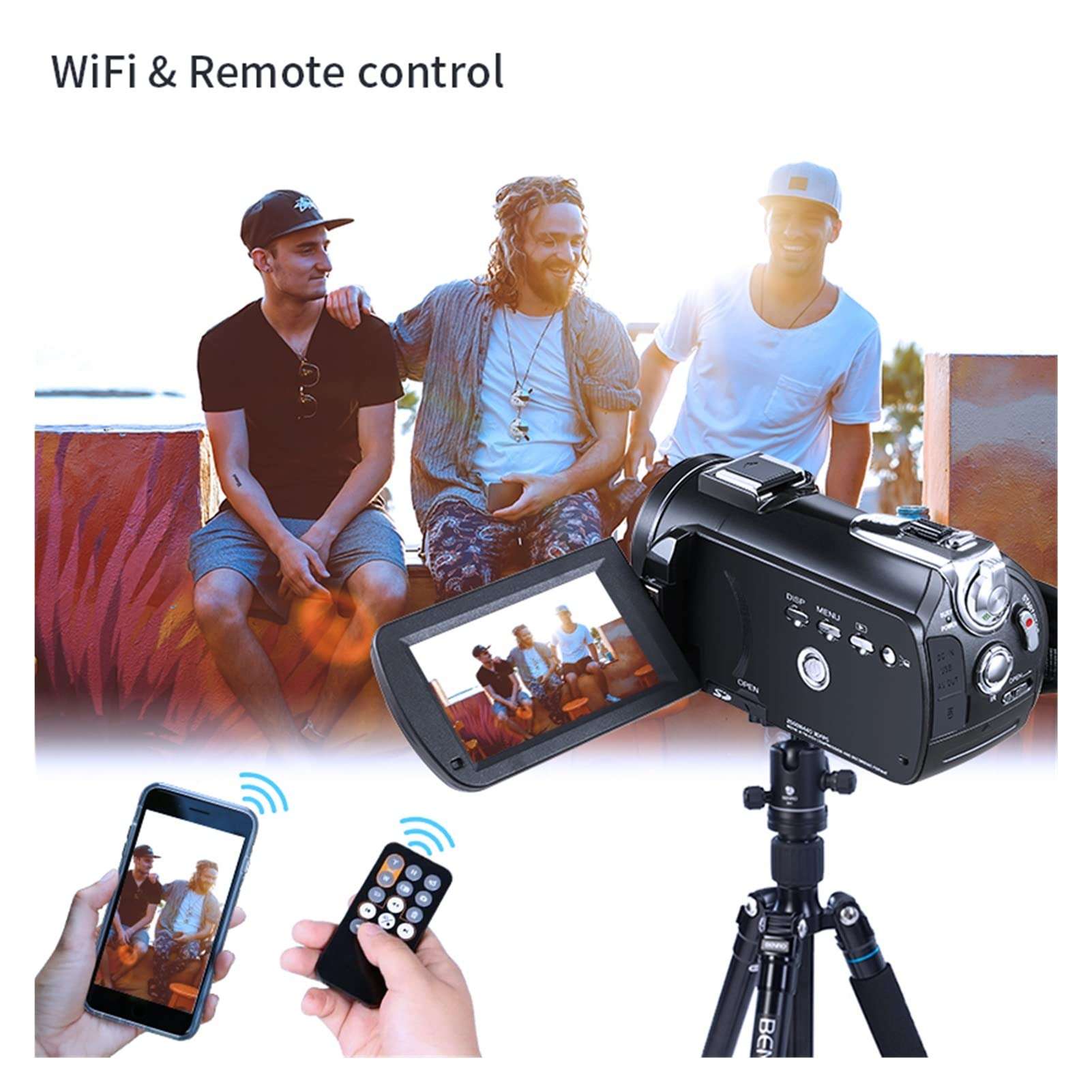 PACUM Video Camera 4K Camcorder Professional Digital Vlogging Camera Recorder, AC3 Vlog Cameras Filmadora with Microphone 64GB SD Card, Black, 1005001762636961 6