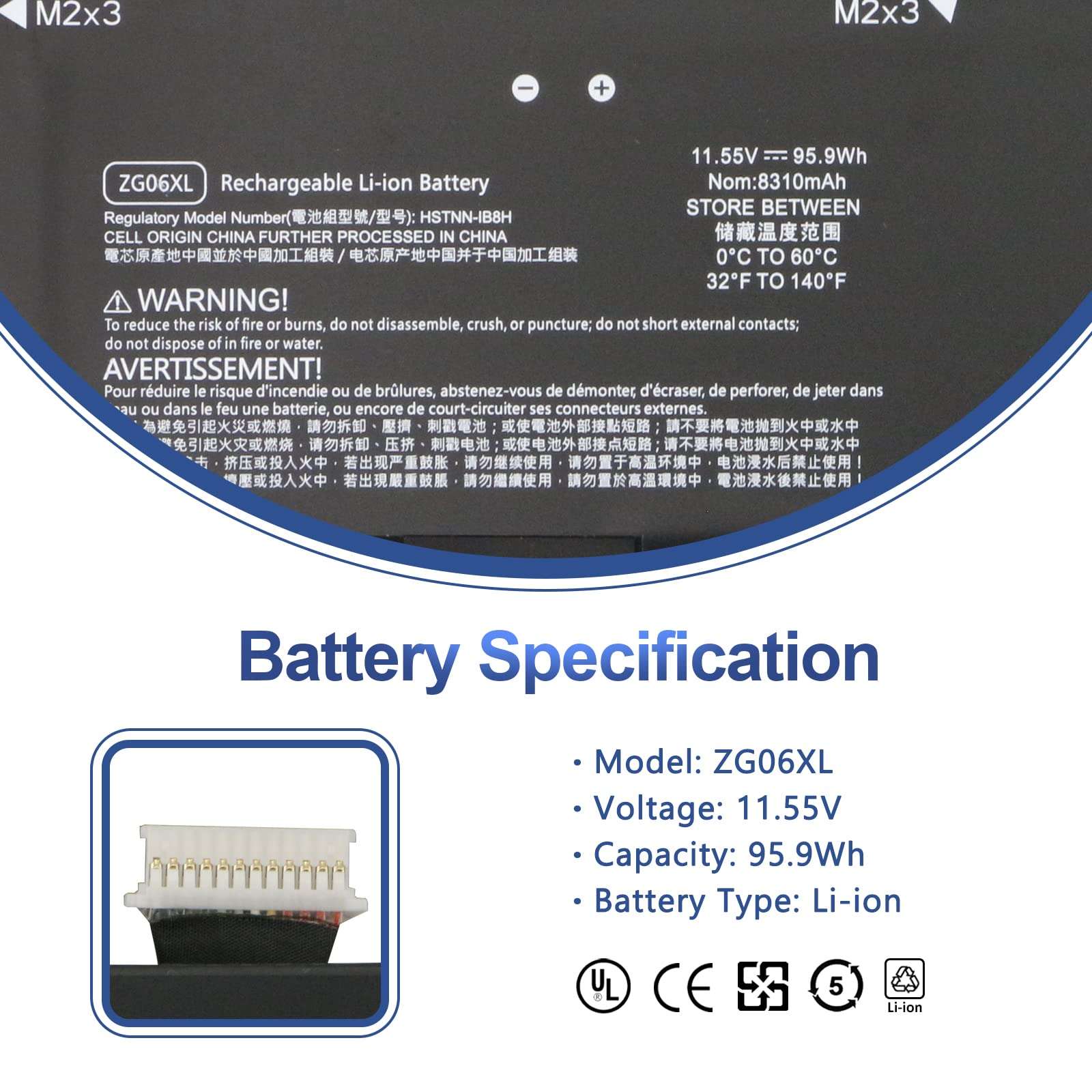 ANTIEE 95.9Wh ZG06XL Laptop Battery Replacement for HP Elitebook 1050 G1 ZBook Studio G5 X360 G5 Series Laptop HSTNN-IB8H HSTNN-1B8H HSN-Q11C ZGO6XL L07045-855 L07351-1C1 L07046-855 11.55V 0G74G 2