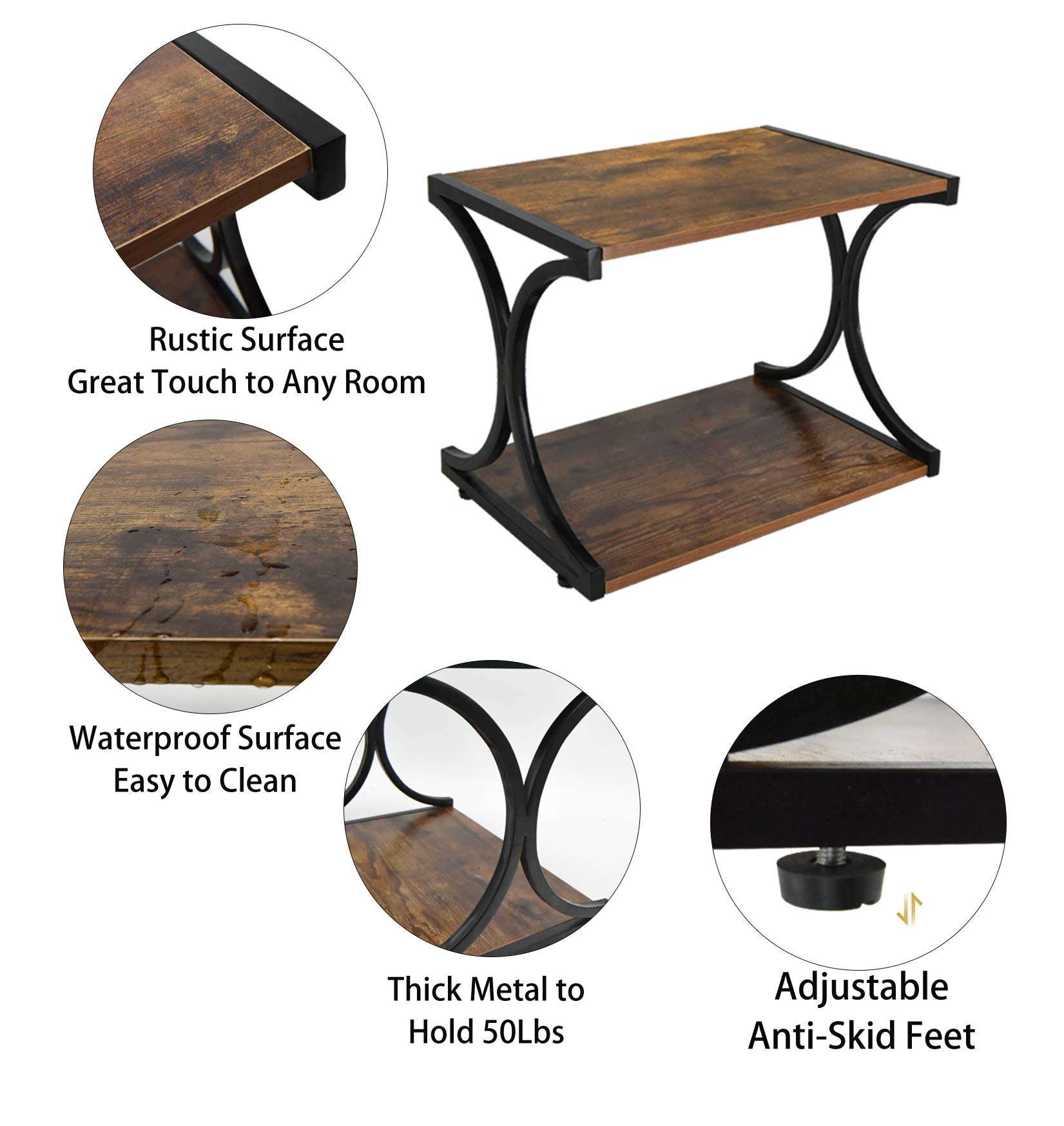 Updesign Vintage Large Size Desktop Printer Stand, Home and Office Desktop Organization Stand with Shelf, 2 Tier Wood Desk Stand and Organizer for Printers, Fax Machine, Scanner, Office Supplies 4