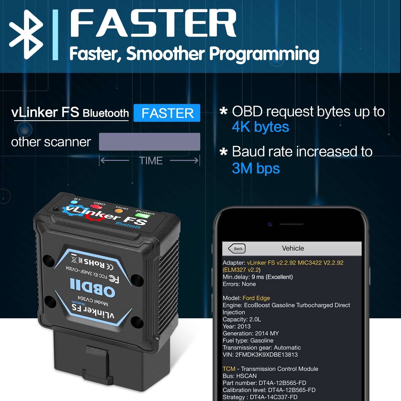 Vgate vLinker FS Bluetooth OBD2 Diagnostic Scan Tool, OBDII Car Code Reader for iOS, Android & Windows 2
