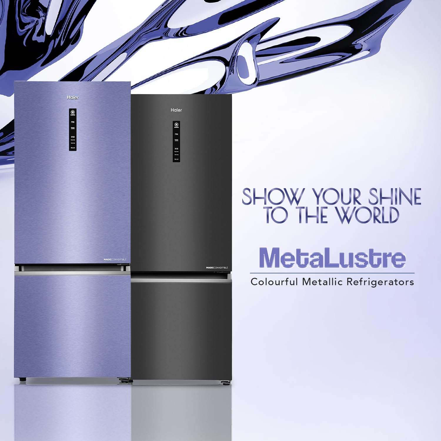 Haier 325 L 3 Star Frost Free Bottom Mount Double Door Refrigerator|Convertible 14-in-1|Jhukna Mat-Bottom Freezer|Digital Display Panel|Triple Inverter|Twist Ice Maker (HEB-333GB-P, Graphite Black) 2