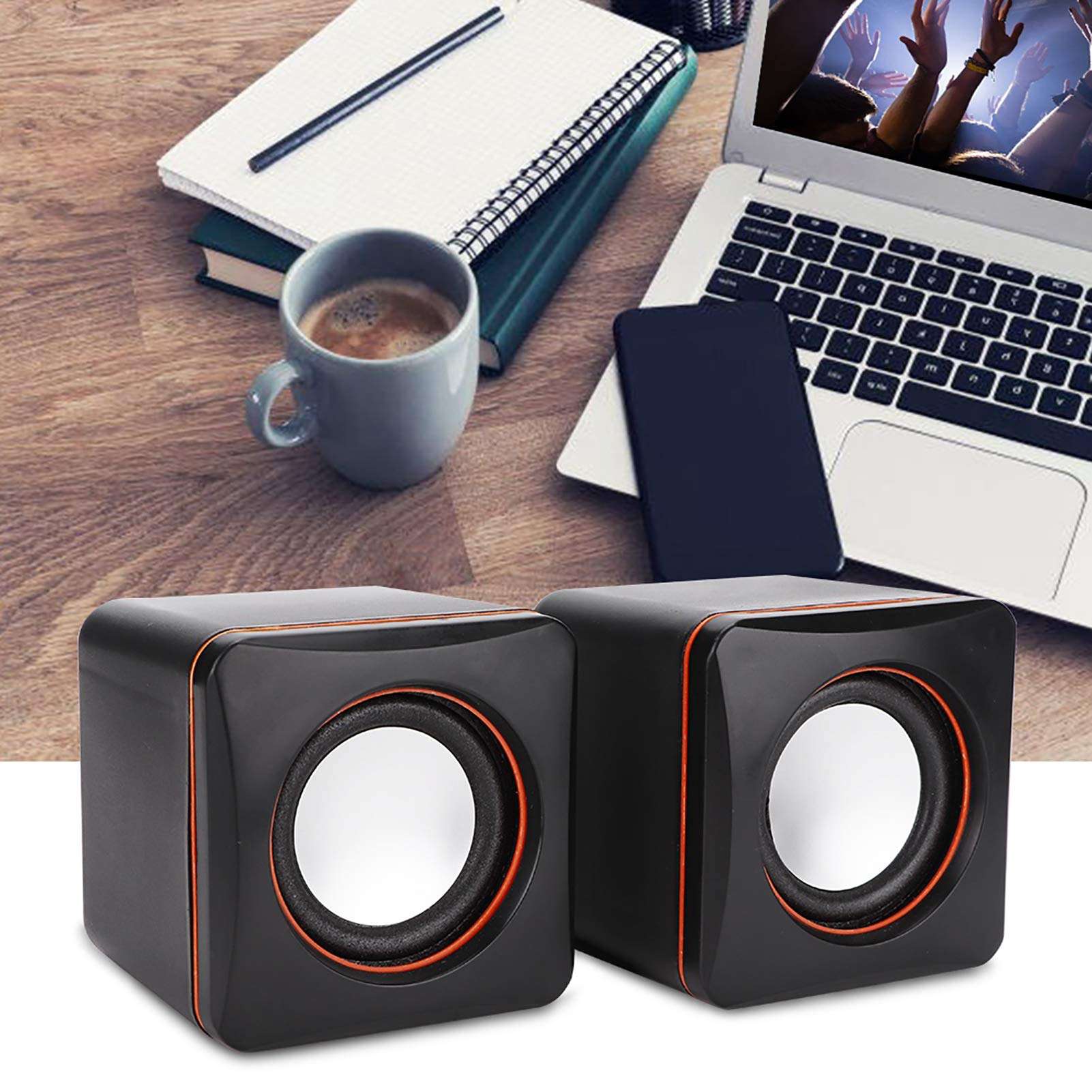 Mini Wired Speaker, 3.5mm Jack, USB Port, PC Computer, MP3, MP4, for Laptop(Two-Channel) 3