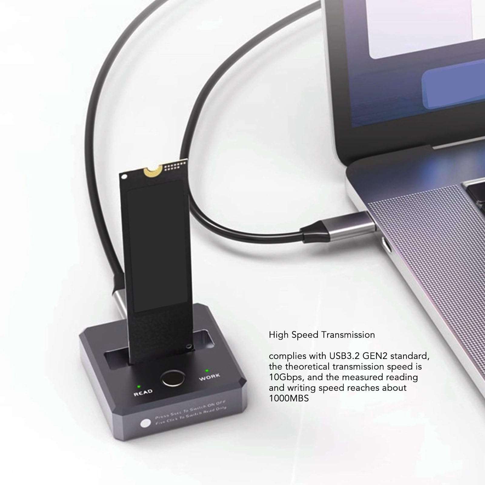 Goshyda NVMe to USB Docking Station, 10Gbps USB3.2 GEN2, UASP Protocol, Trim Command, M.2 SSD to USB C Reader for Computer 4
