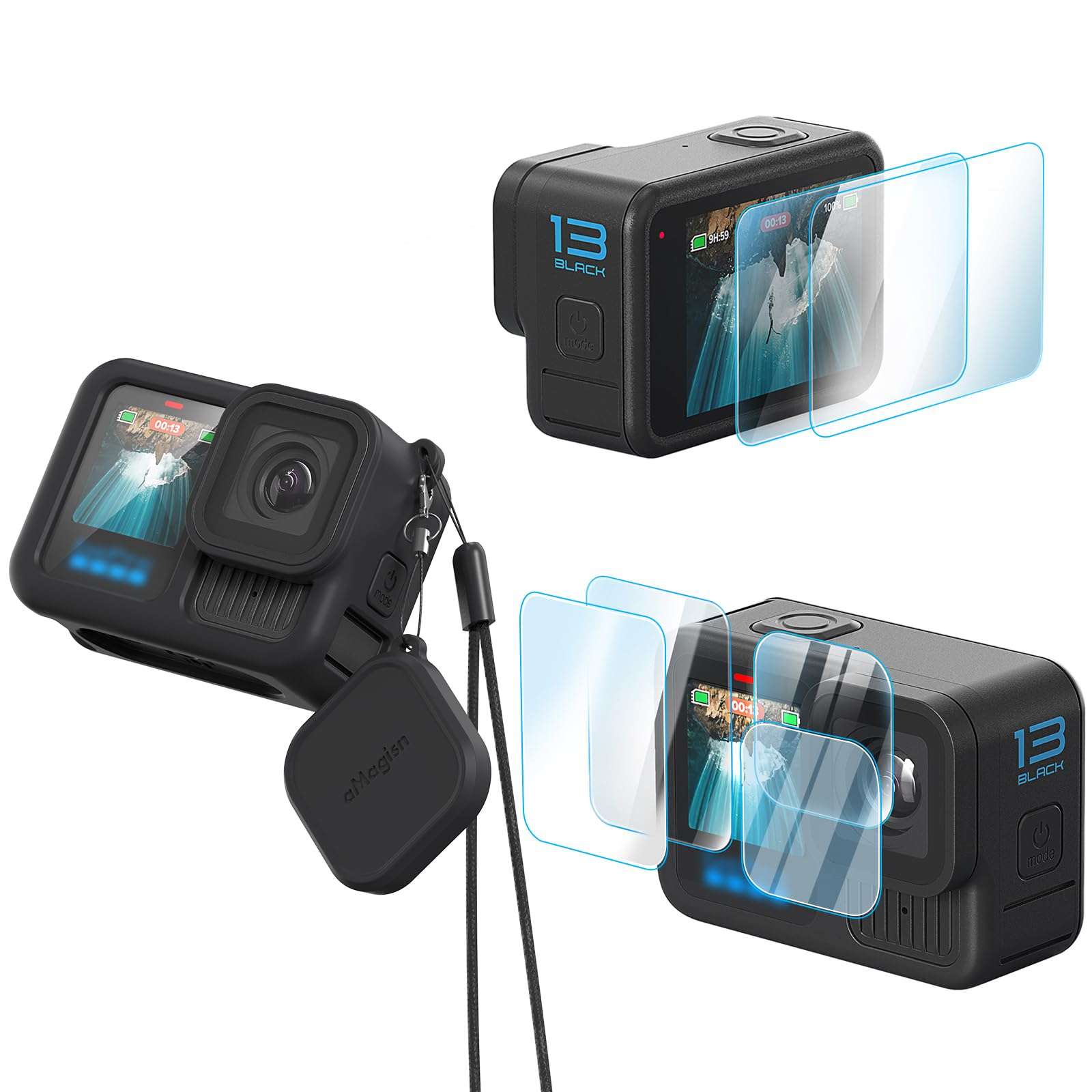 Aovee Silicone Protective Case Cover,Screen and Lens Protector for GoPro Hero 13 (Black) 1