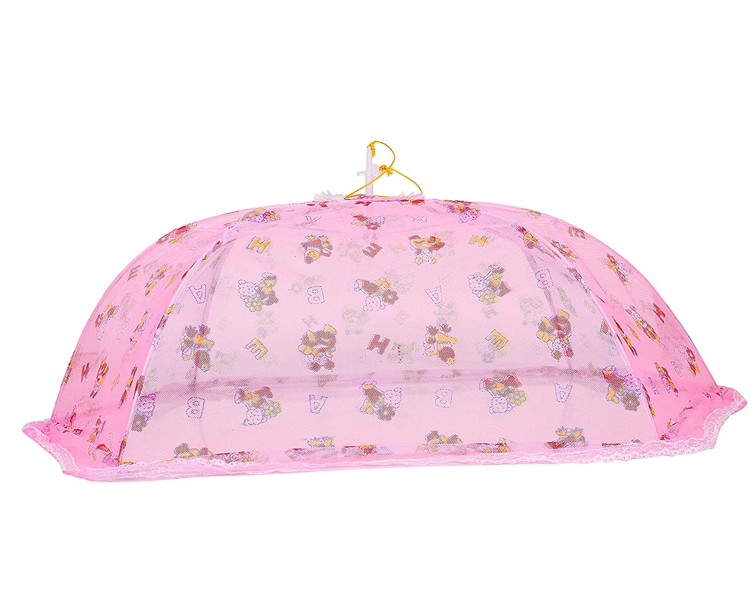 Ssanvi Baby Mosquito Net for New Born Baby Machardani Foldable Umbrella Design Mosquito Net for 0-3Year Baby Ensure Size (100x75x45Cm ) (Pink Mikki Print)