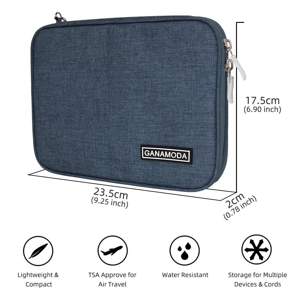 GANAMODA Small Electronic Organizer Travel Cable Bag, Portable Tech Accessories Case for Phone, Cord, Charger, Hard Drives, Gadgets, Navy Blue 2