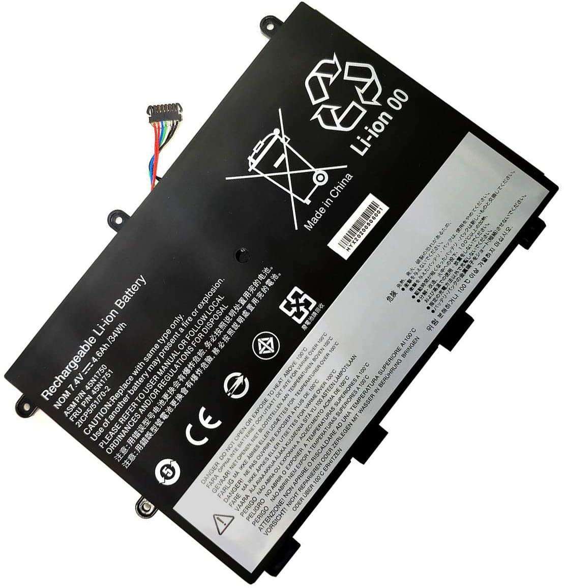 Binger New 45N1748 Replacement Laptop Battery Compatible With Lenovo ThinkPad Yoga 11e 45N1750 45N1751 45N1748 45N1749 (7.4V 34Wh 4600mAh) 2