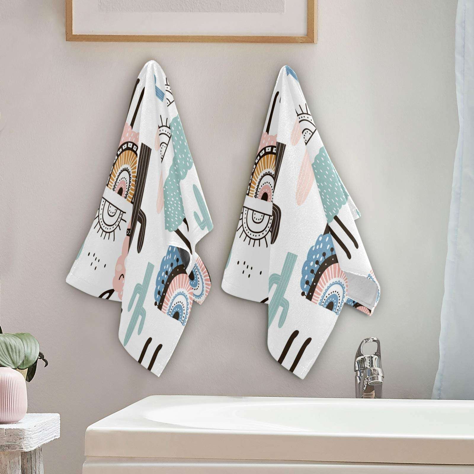 Llama Cactus Hand Towels Chic Cacti Alpaca Towel Set of 2 Animals Small Bath Towels Soft Guest Face Towel Bathroom Decorations Thin Kitchen Tea Dish Towels 14x28 in 5