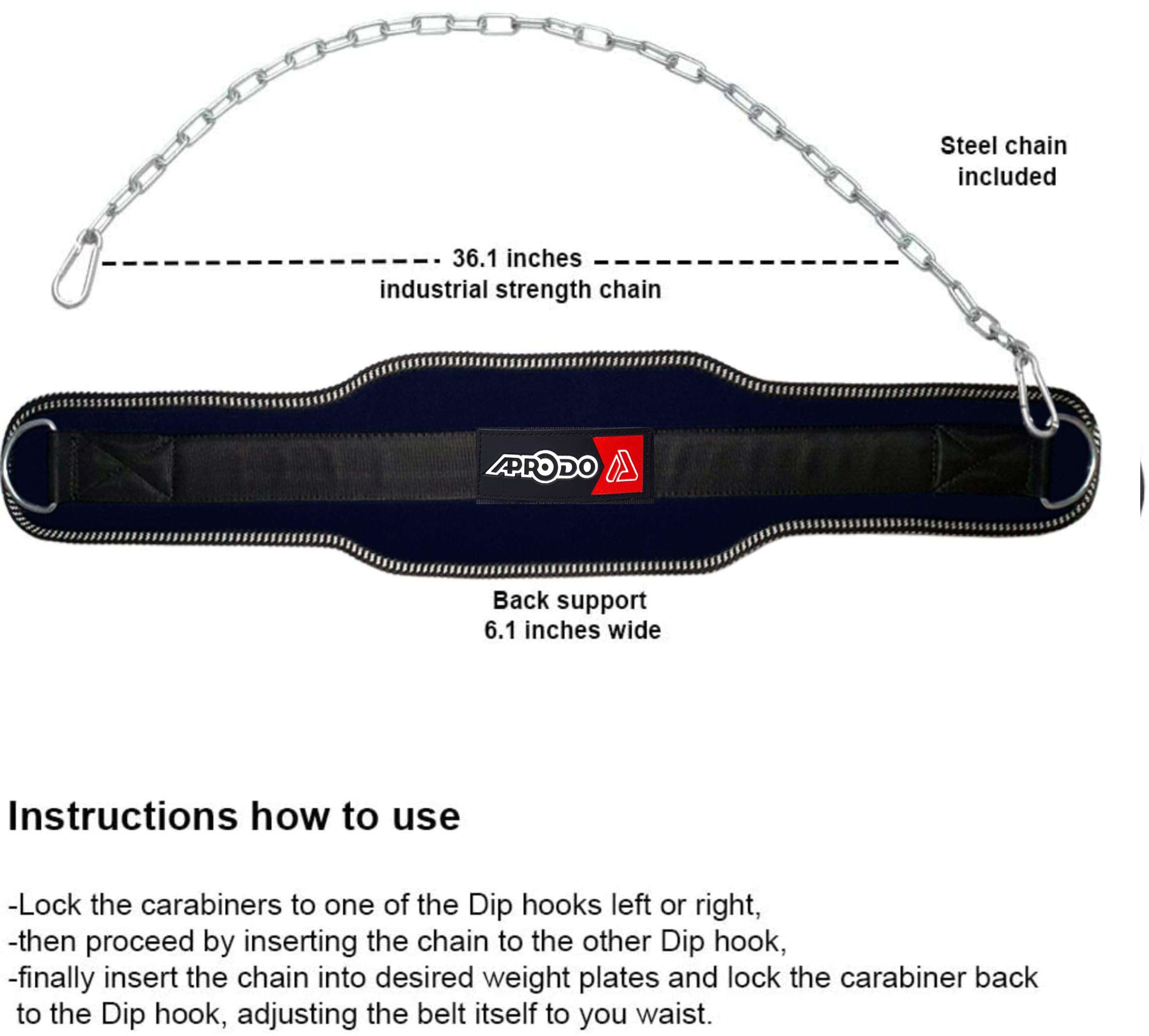 Aprodo Sports DIP Belt with Steel Chain 36 INCHES Weighted Chain for DIPS Pull UPS Weight Lifting Crossfit ONE Size FITS All (Blue) 6