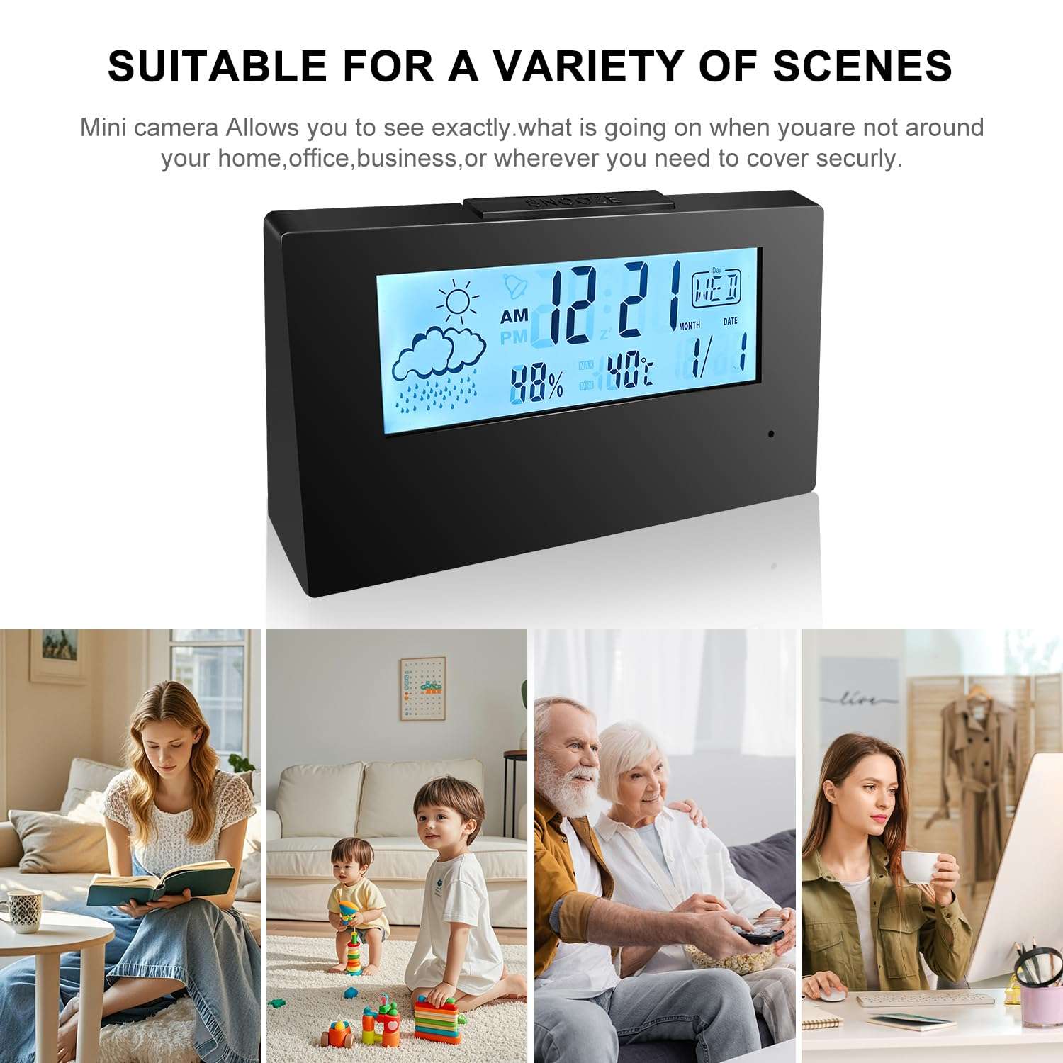 4K UHD Mini Camera Hidden Camera in Clock WiFi Hidden Cameras Video Recorder Wireless IP Smart Guardian 5 in 1 Camera Indoor Home Security Monitoring Nanny Cam 140° Angle Night Vision/Motion Detection 5