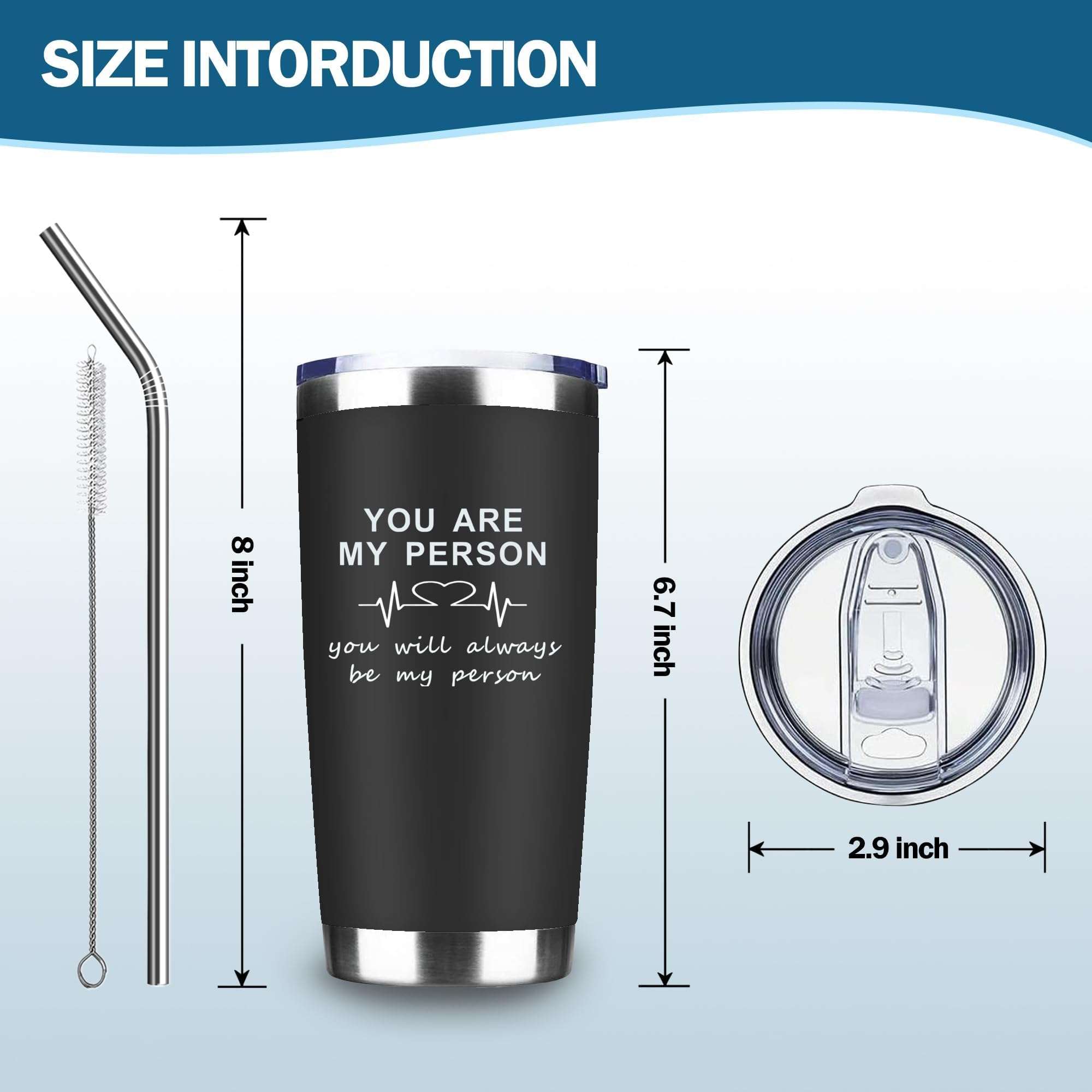 You Are My Person,Greys Anatomy Merch,20 Oz Insulated Stainless Steel Iced Coffee Tumbler With Lid Straw And Brush,Funny Travel Coffee Mug Cup Water Bottle,Gifts for Women Nurse Doctor Friends 4