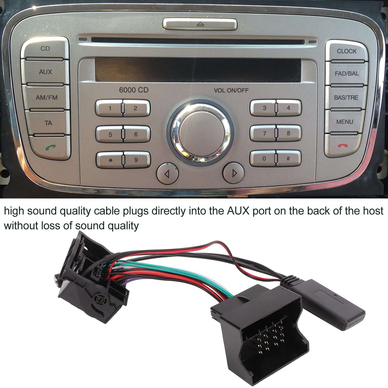 Car Bluetooth kit,Bluetooth 5.0 o Adapter Aux in Cable with Microphone Replacement for Focus Mondeo Fusion 6000CD 6