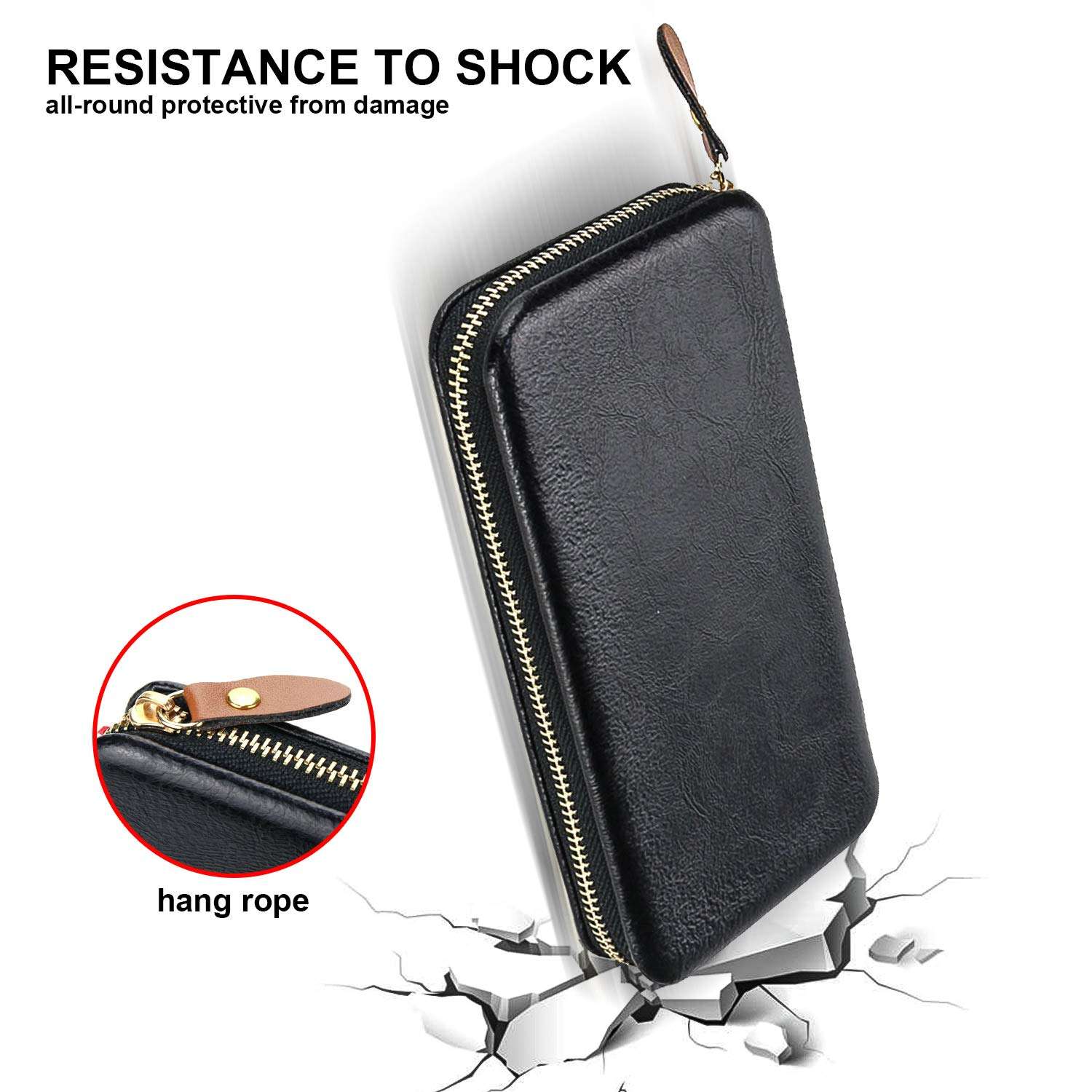 Green Vanguard Cellphone Wallet for Women Men Zipper Long Purse with Removable Wristlet Universal Cell Phone Lanyard Compatible with iPhone, Galaxy & Most Smartphones Includes Phone Case 2