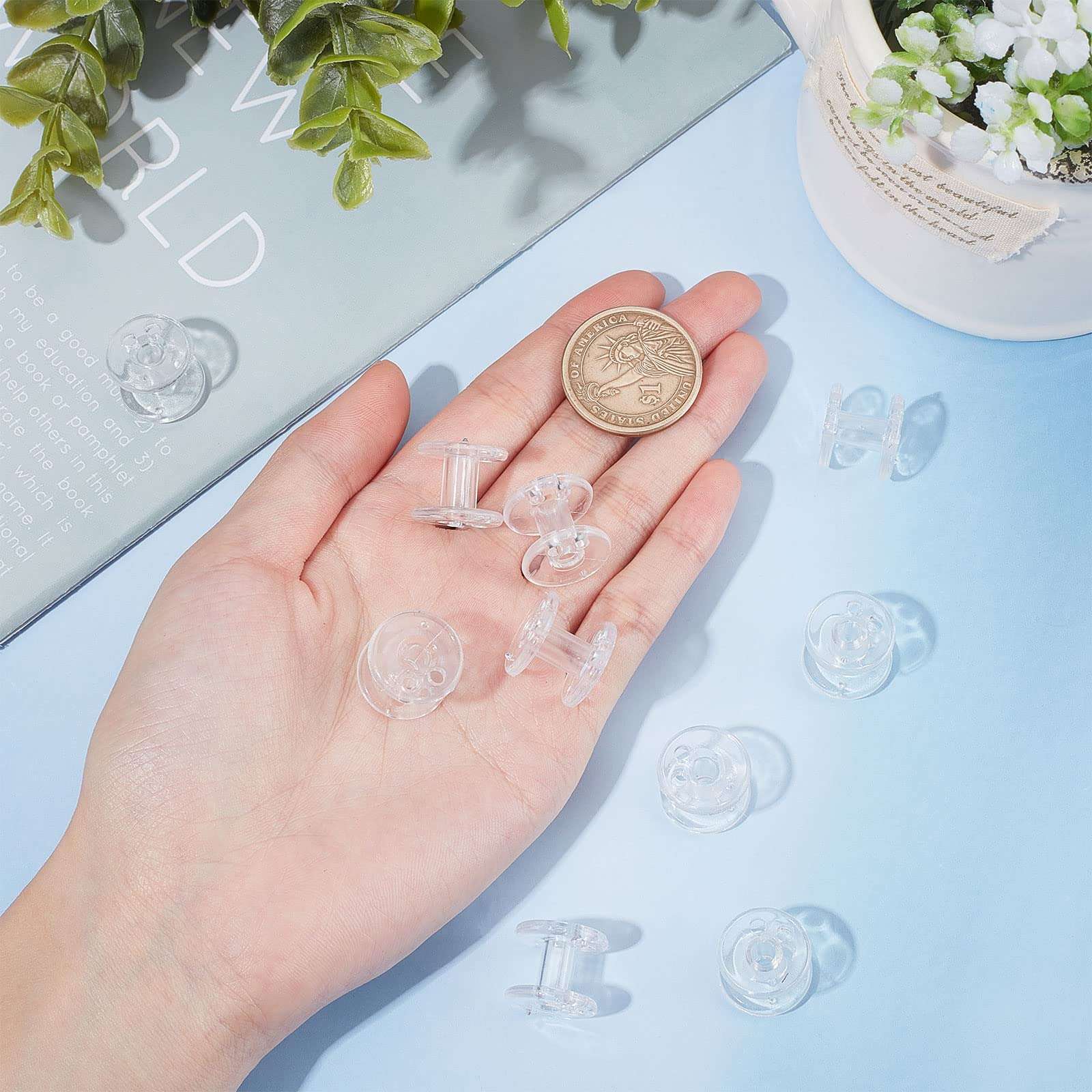 GORGECRAFT 10Pcs Window Shade Spool Plastic Clear Pleated Shade Hold Downs Transparent RV Blind Parts Tensioner Covering Hardware Windows Cord Retainer First Aid Kit for RV Day Night Home Bedroom 4