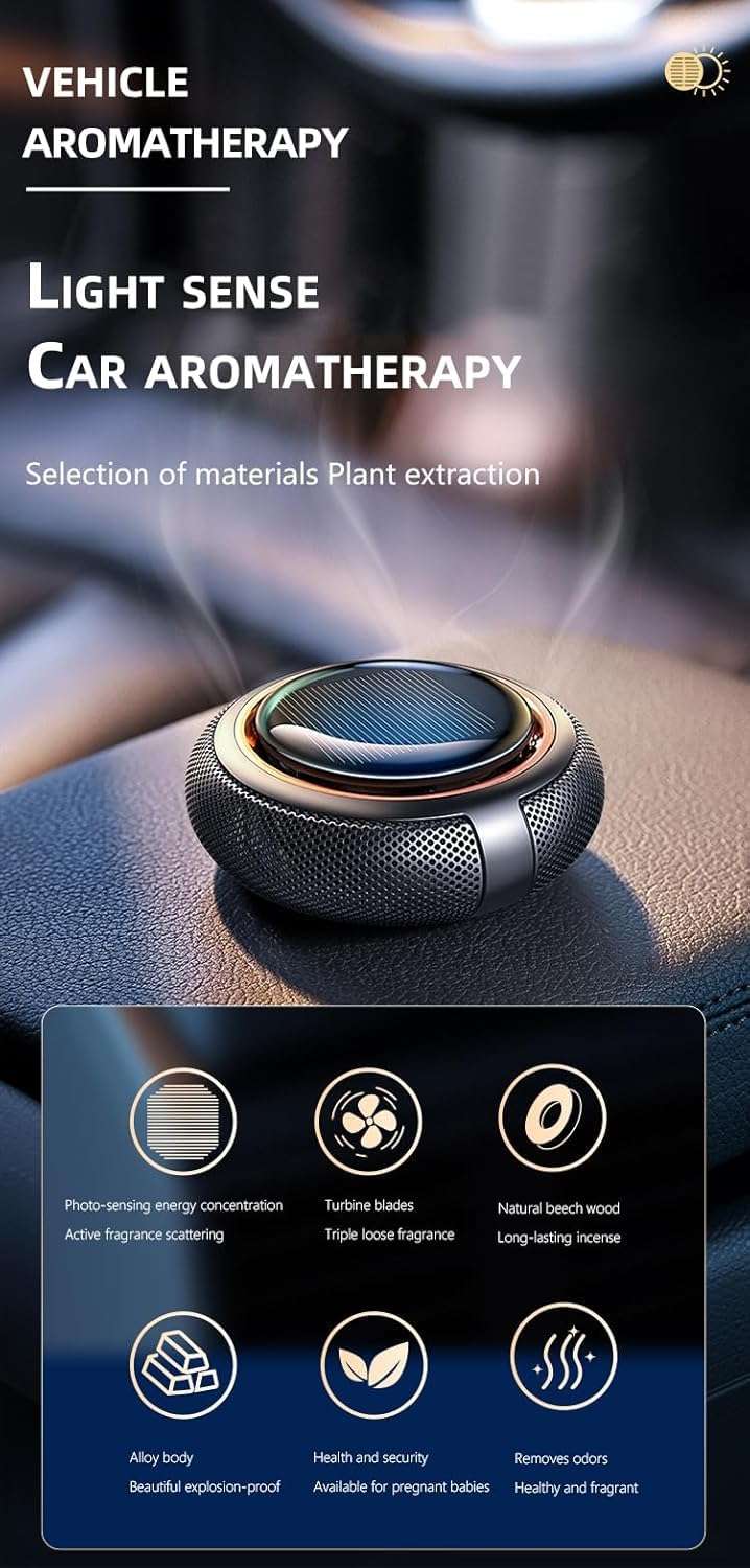 Senteur 365 - Luxury Car Air Fragrance | Premium Solar Powered Car Perfume with 1 Year Fragrance, Long Lasting Luxury Car Air Freshener for Car dashboard | Gift Item for personal and Corporate (Round) 5