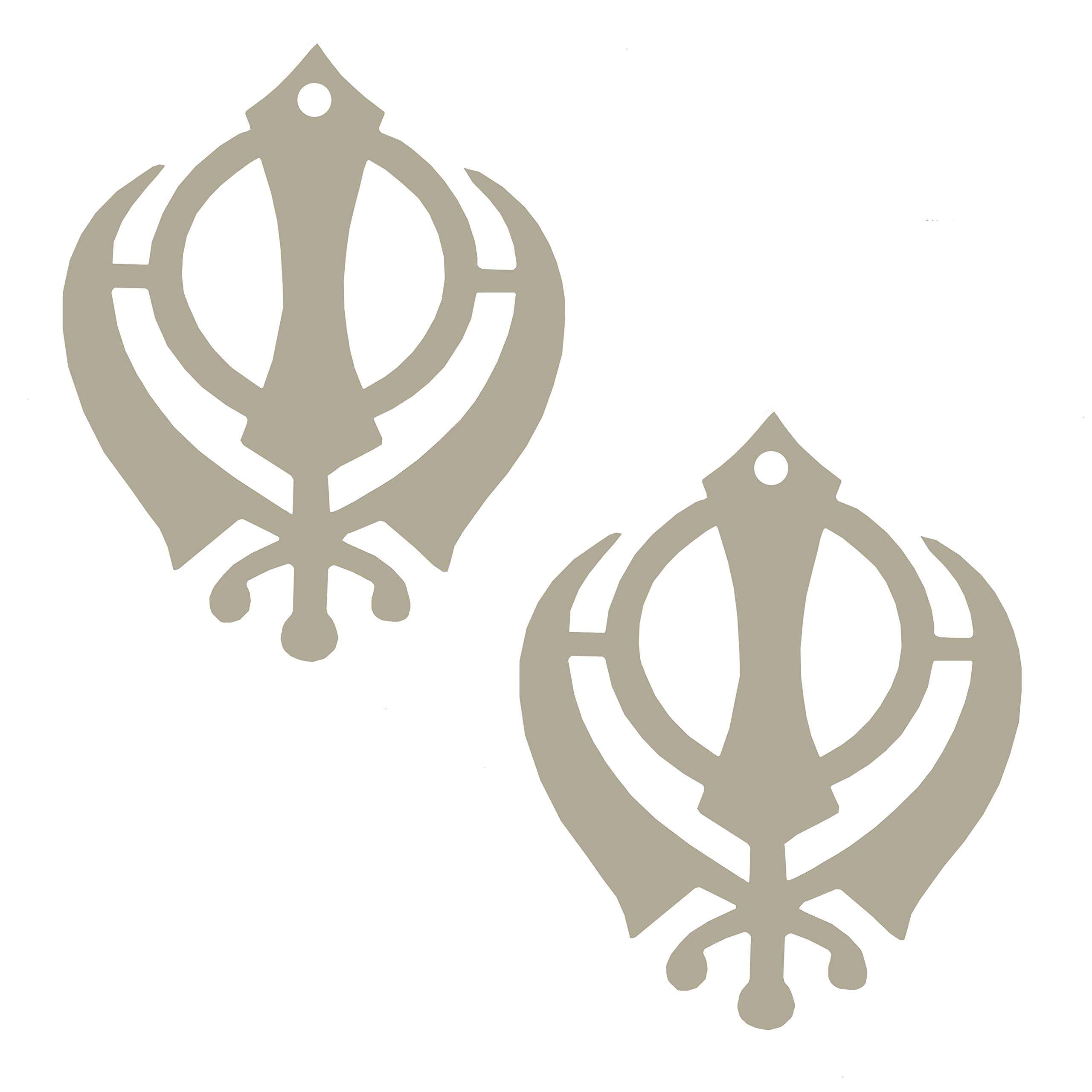 Divya Mantra Sikh Khanda for Car Home Wall Decor Temple Pooja Items Sacred Religious Decorative Showpiece Interior Hanging Accessories Puja Symbol Good Luck Charm - Double Sided, Silver - Set Of 2 1