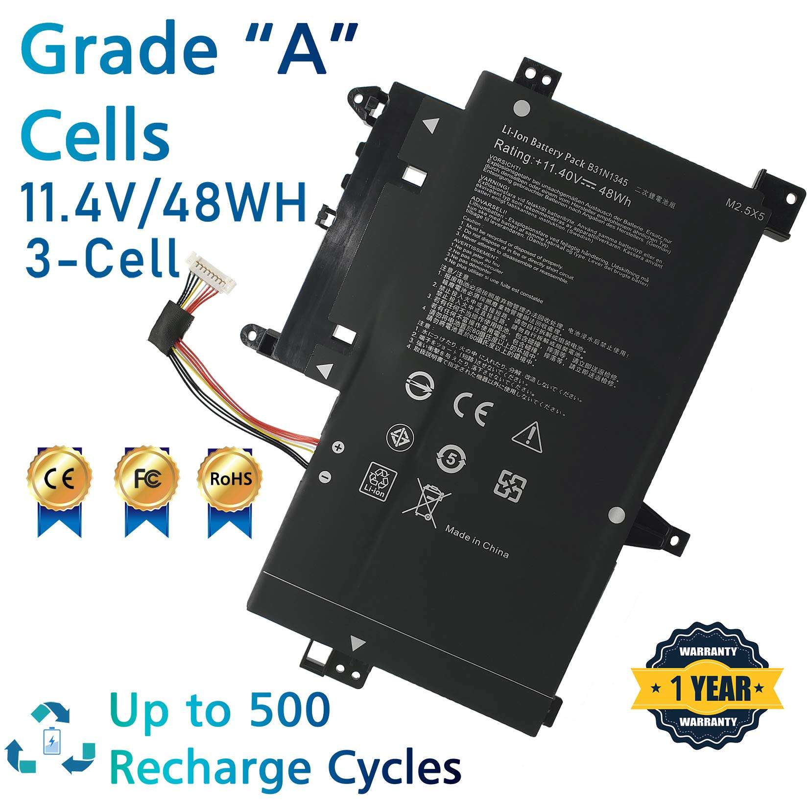 LAQUEENA B31N1345 Laptop Replacement Battery for Asus TP500L TP500LA TP500LB TP500LN Series B31BN9H 0B200-00990100 11.4V 48WH/4100MAH 3-Cell 2