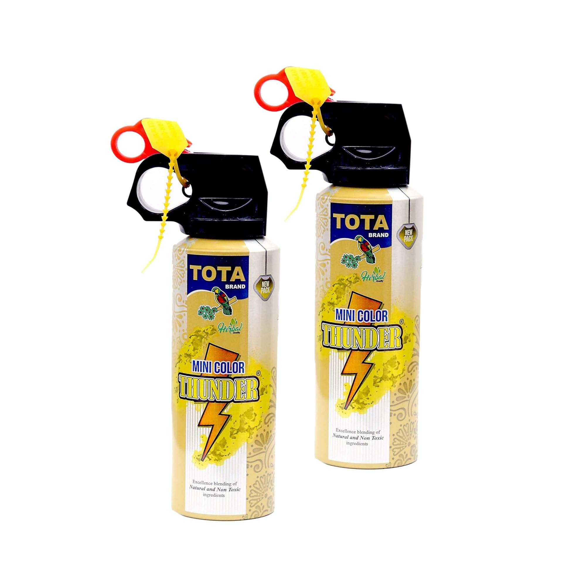 Holi Gulal Spray Mini Thunder Pack of 4 – 150 ml Each – Natural Herbal Colour Cloud Spray for Festivals & Parties Tota Mini Thunder Holi Herbal Gulal (Pack of 2) 1