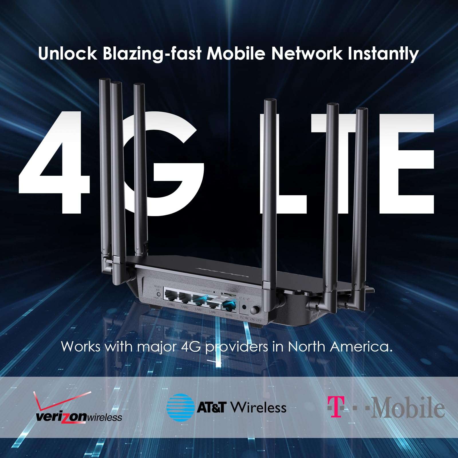 WAVLINK 4G Router with SIM Card Slot, AC1200 LTE WiFi Router, 6x5dBi High Gain Antennas, Cat4, WPS, Full Gigabit Ethernet Ports, Support Router/4G Router/Mix Mode, Qualcomm Chipset, Nano SIM Card Slot 3