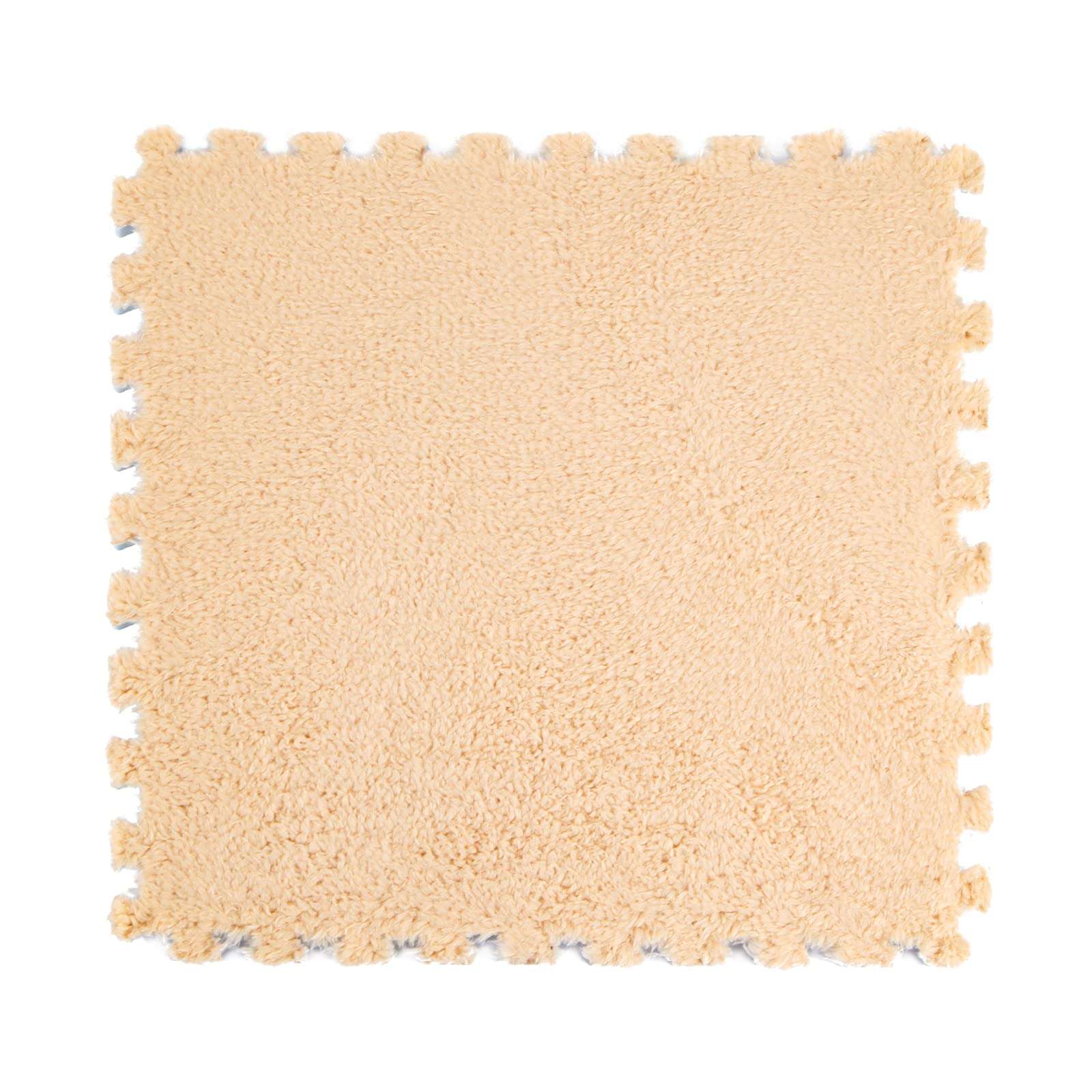 Smabee Interlocking Carpet Shaggy Soft EVA Foam Mats Fluffy Area Rugs Protective Floor Tiles Exercise Play Mat for Children Kids Room Home Parlor Bedroom (12 pcs, Khaki) 5