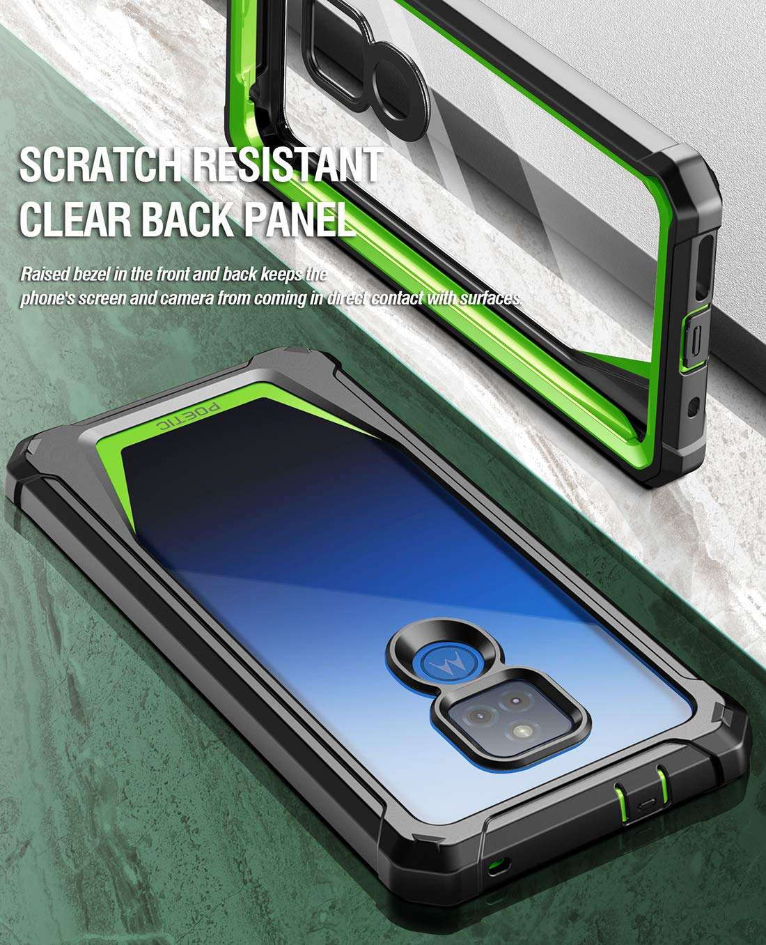 Poetic Guardian Series Case Designed for Motorola Moto G Play (2021), Full-Body Hybrid Shockproof Bumper Clear Protective Cover Case, Built-in Screen Protector, Blue/Clear 5