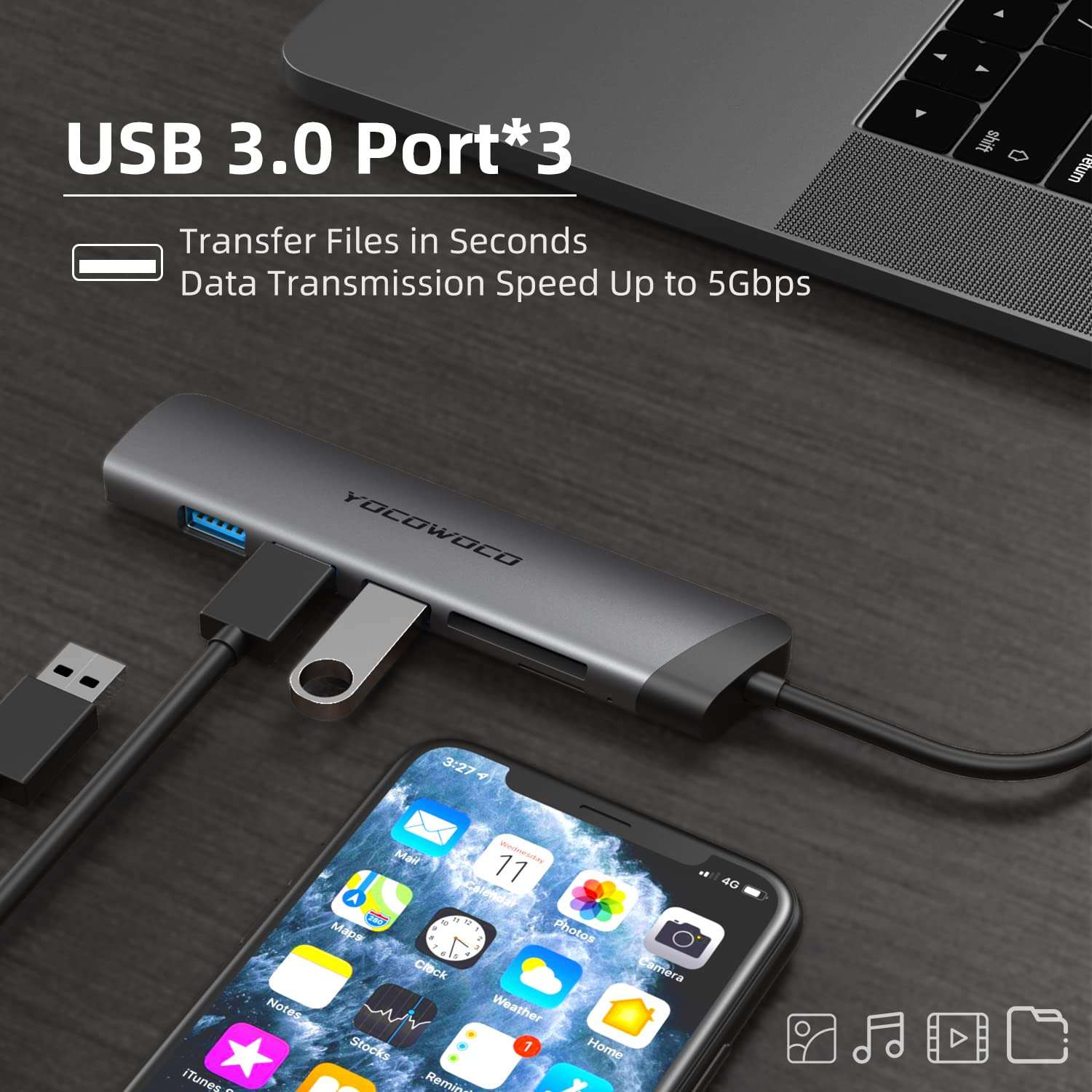 USB C Hub 6-in-1 Multiport Adapter Dongle and Ear Pads Replacement fit Bose QuietComfort QC35/QC35 II 6