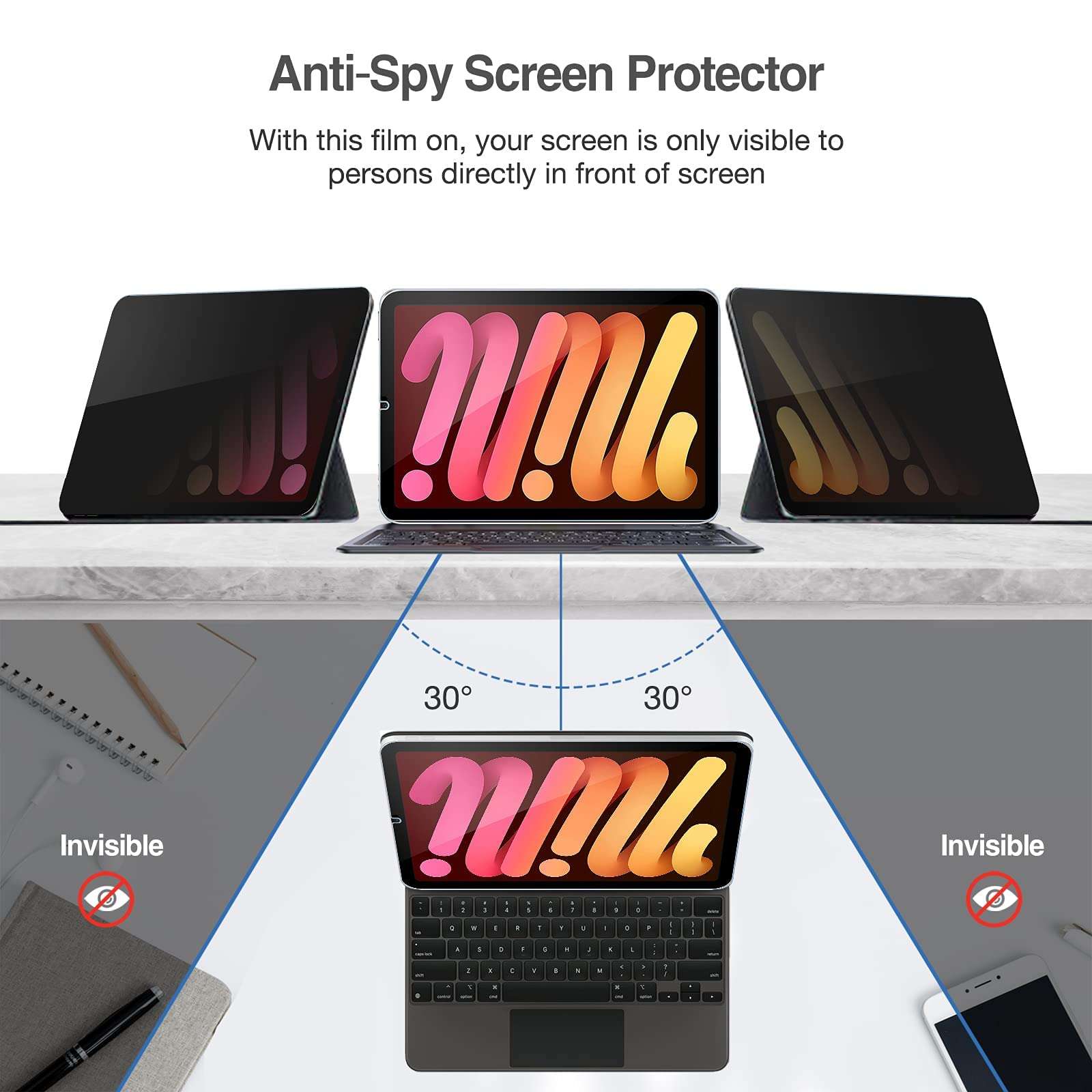 Privacy Screen Protector Bundle with Smart Protective Cover for iPad Mini 6 8.3 Inch 2021 5