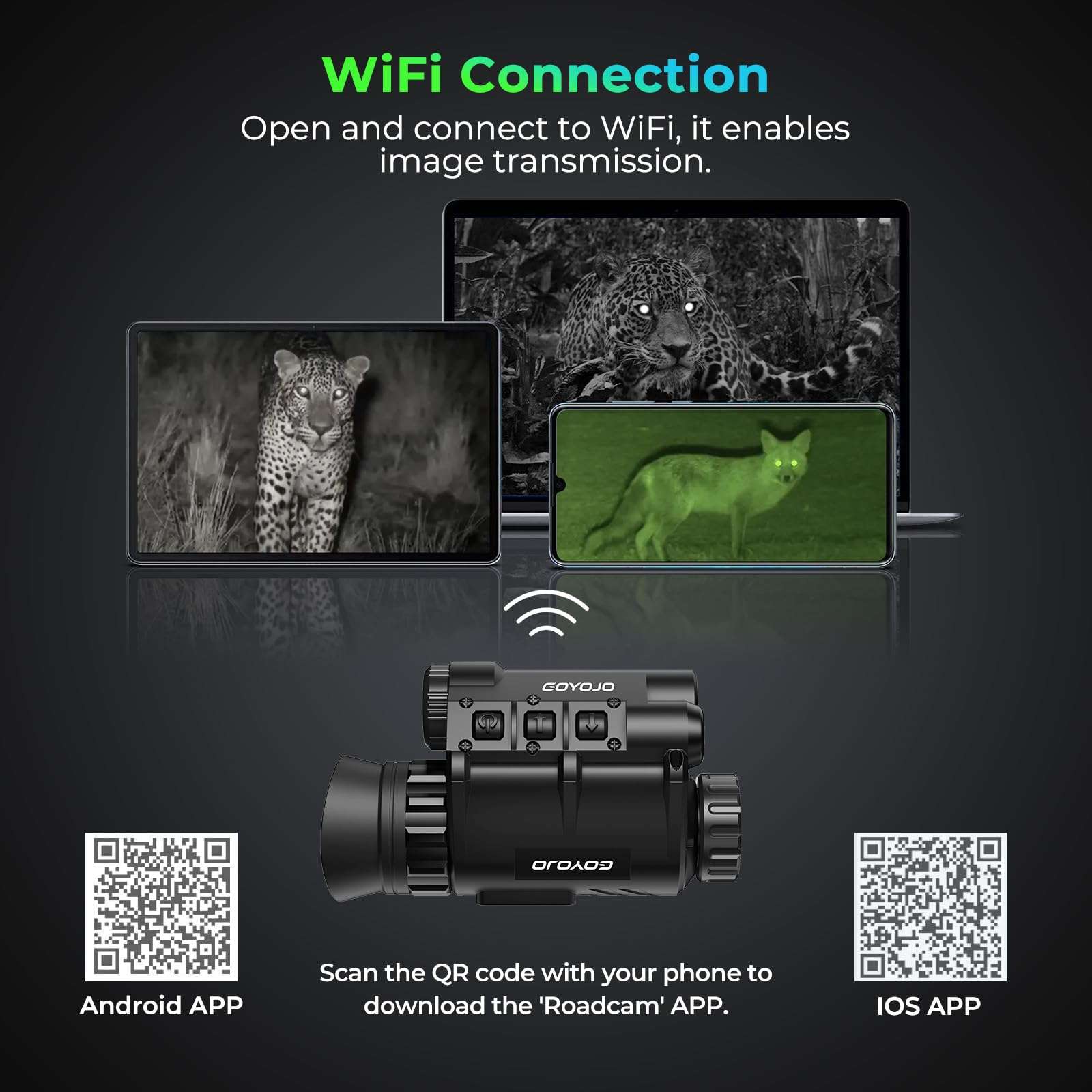 GOYOJO 2K Digital Night Vision Goggles, NVG Helmet Mounted for Tactical, Hunting, PVS-14 Night Vision Monocular with 4 Color Modes HD Recording & Playback 6