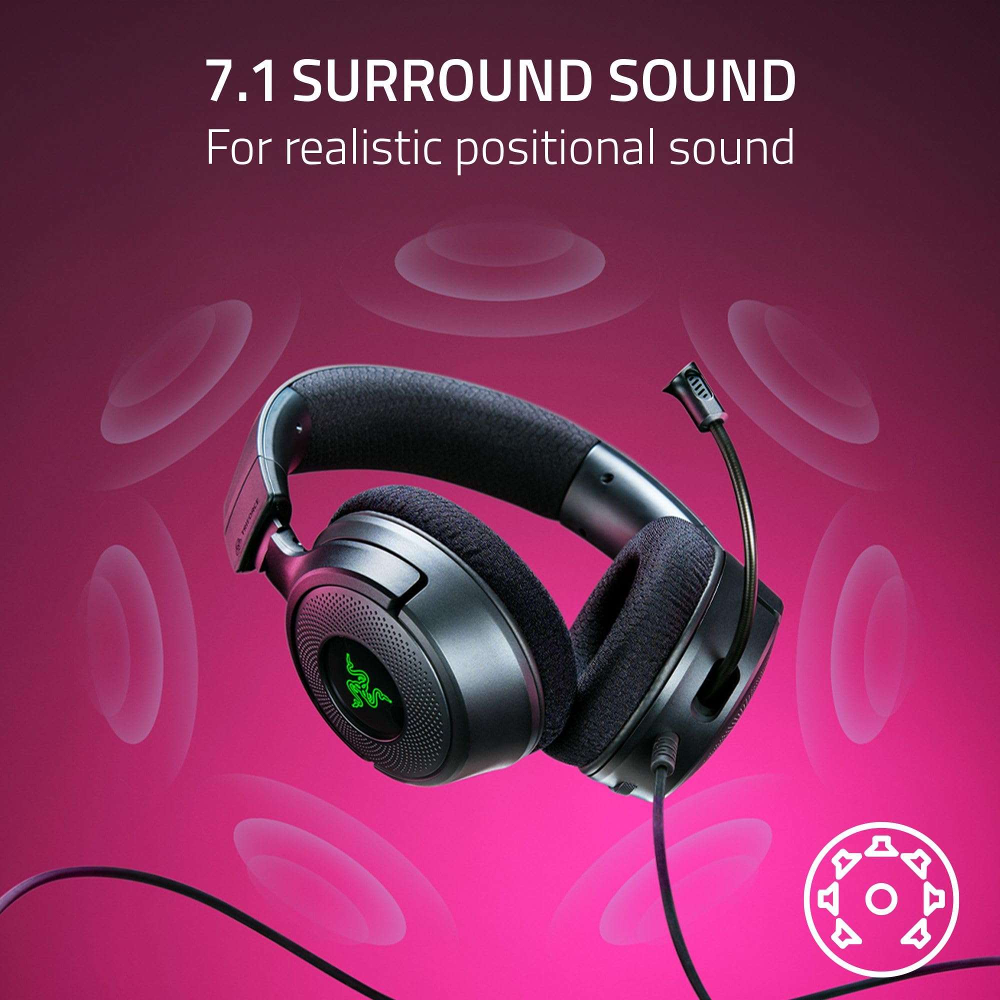 Razer Kraken V4 X Wired Gaming Headset: 40 mm Drivers - Cardioid Mic - Memory Foam Cushions - Chroma RGB Lighting - Type C & Type A Cable - for PC, Mac, PS5, Nintendo Switch, Steam Deck, Smartphone 5