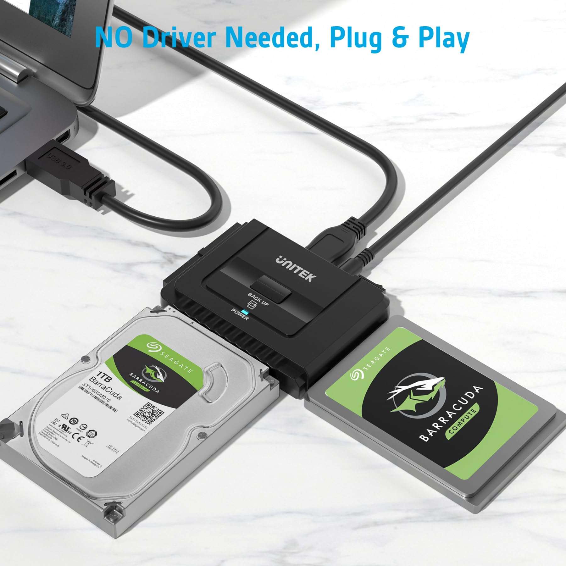 Unitek USB 3.0 to IDE and SATA Converter External Hard Drive Adapter Kit for Universal 2.5/3.5 HDD/SSD Hard Drive Disk, One Touch Backup Function, Included 12V/2A Power Adapter 6
