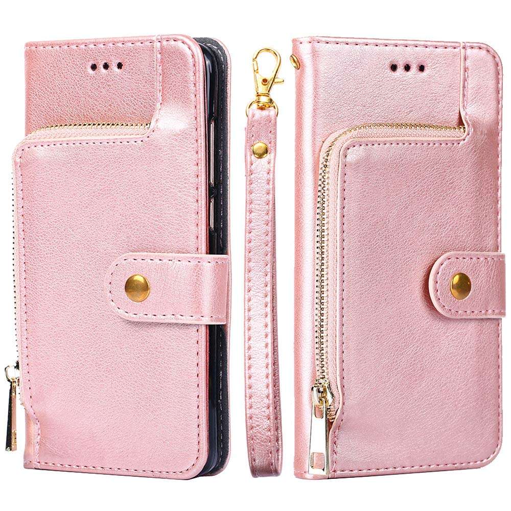 Asuwish Oneplus 5T Case Wallet for Women Girl Oneplus5T Oneplus5tcase Phone Cases with Card Holder Stand Full Body Purse Hybrid A5010 One Plus5T 1 Plus 1plus 1+ 1+5T Leather Flip Cover Pink Rose Gold 4