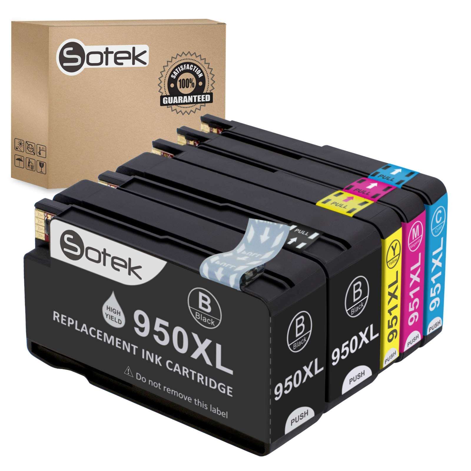 Sotek 950XL 951XL 950 951 Compatible Ink Cartridges replacement, work for Officejet PRO 8630 8640 8660 8615 8625 251dw 271dw 8600 8610 8620 (New 2B/C/M/Y, 5 Pack) 1