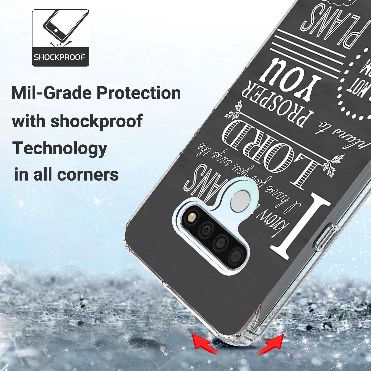 Case for LG Stylo 6,Spsun Dual Layer Shockproof Protective Clear Phone Case Hard PC Bumper + TPU Back Cover Case for LG Stylo 6 2020 - Quote Bible Verse Jeremiah 29:11 4