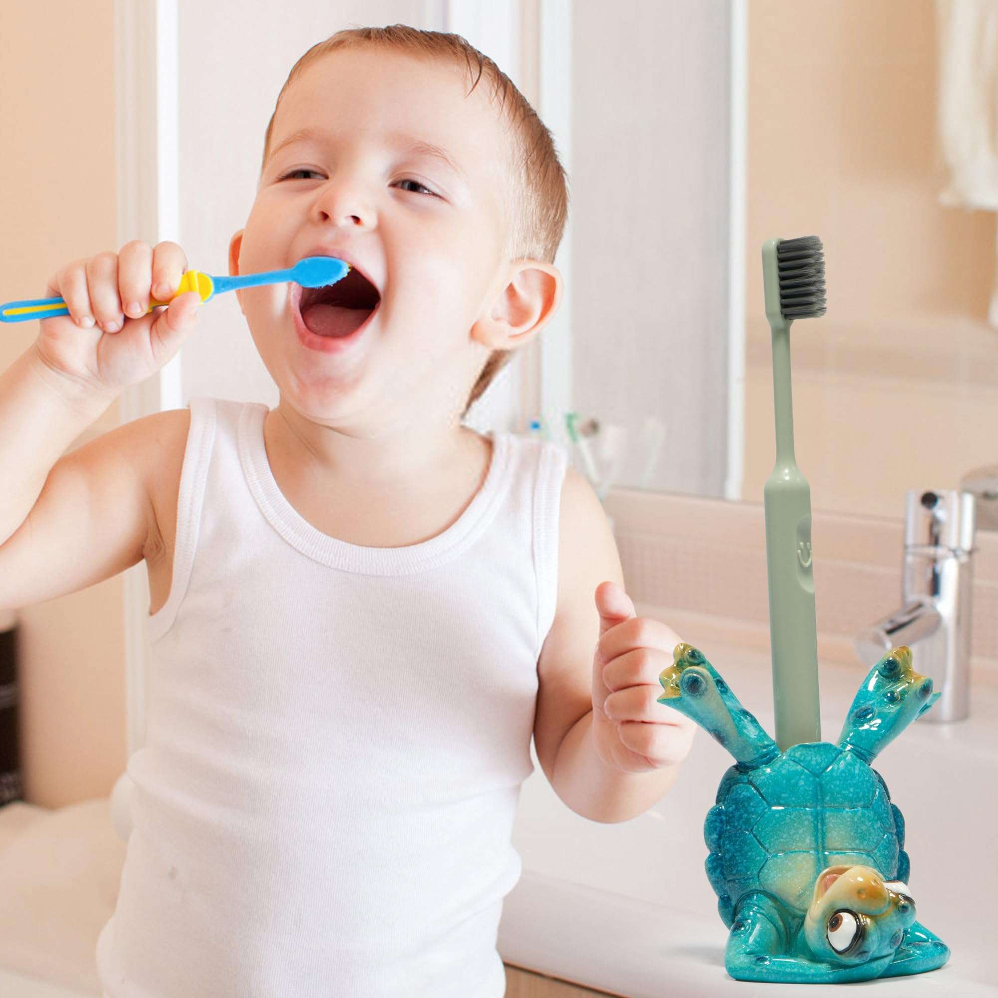 Hodao Blue Sea Turtle Toothbrush Holder Decoration, Spring/Summer Bathroom Decor, Figurine 5
