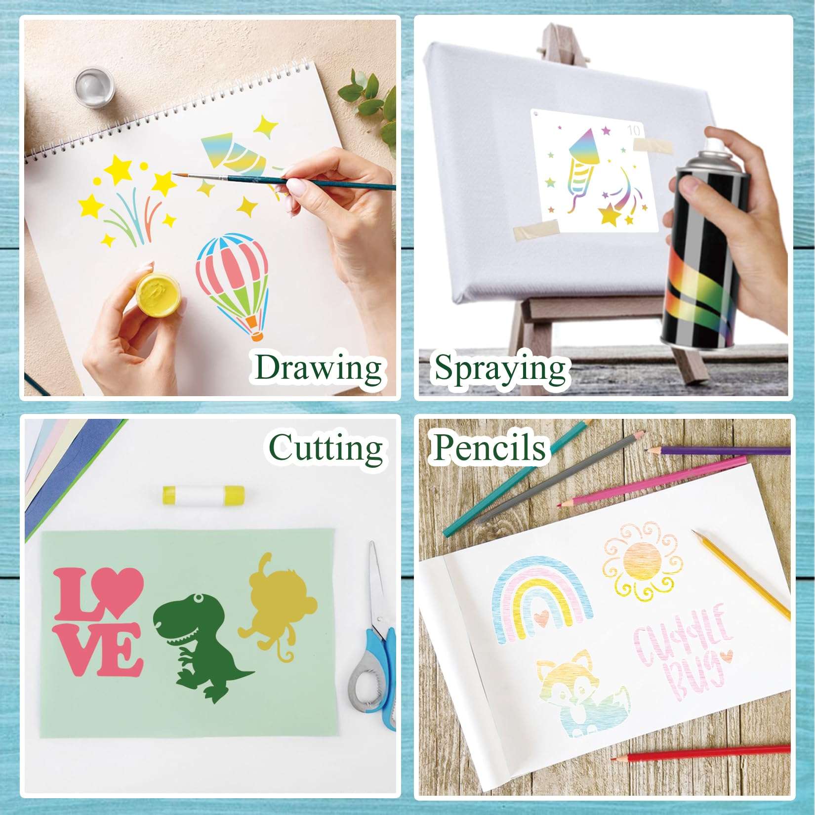 50Pcs Baby Shower Stencils for Painting Onesie Decorating Kit Fabric Stencil Reusable Templates for Painting on Onesies Shoes Bibs Clothes Cookie Bodysuit (50 pcs) 3
