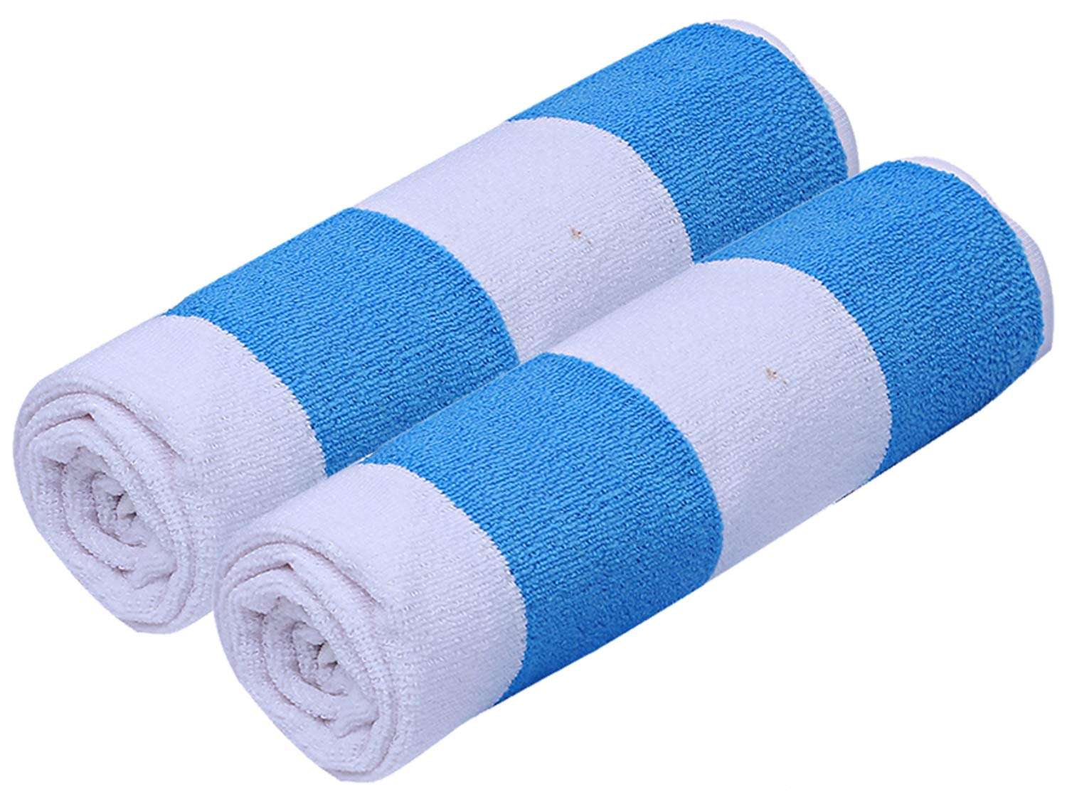 Heart Home Cotton 2 Pieces Bath Towel 27" x54” (Blue & White) CTHH1635