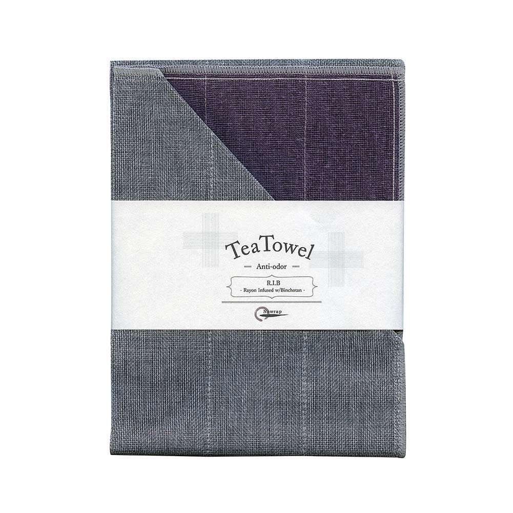 IPPINKA Nawrap Binchotan Tea Towel, Purple x Charcoal 1