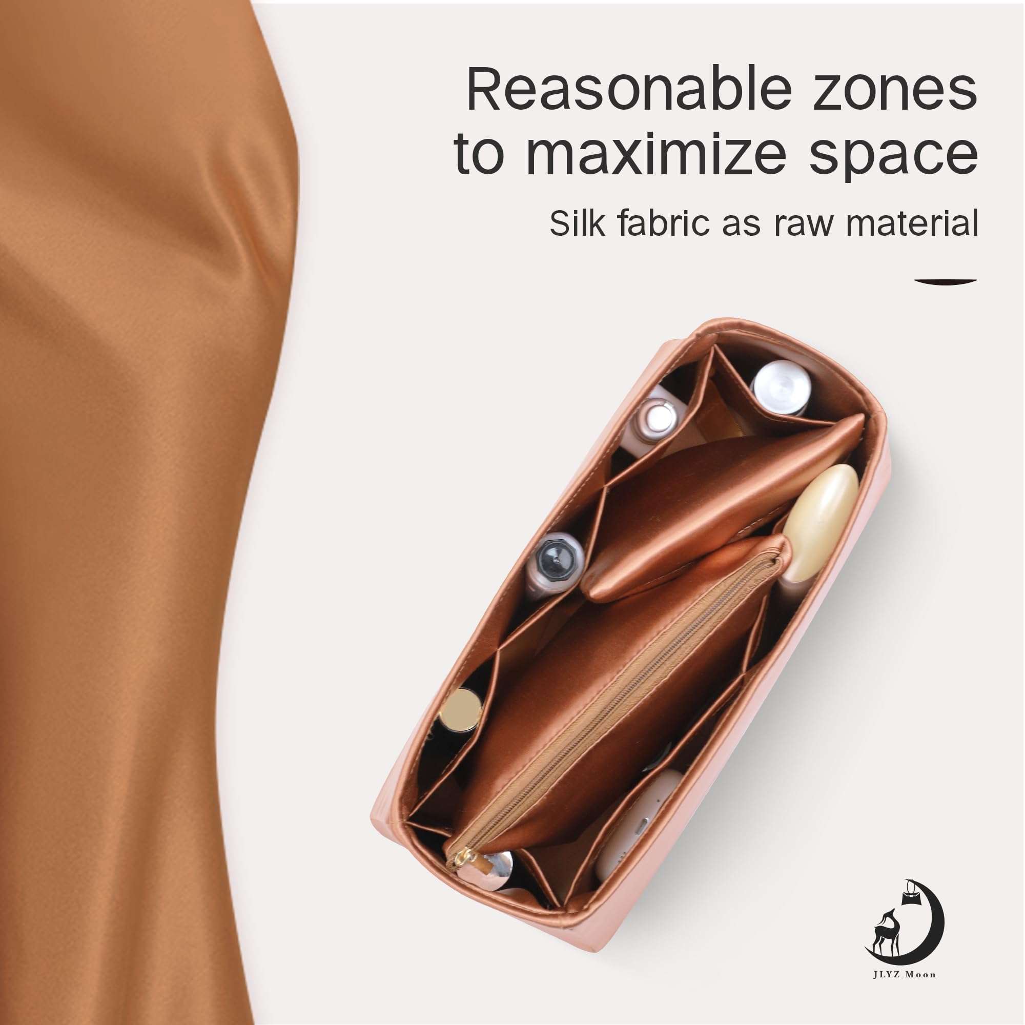 JLYZ Moon Silky Bag Insert Fit for Birkin 25/30/35, Lightweight and Silk Touch(BK35, Gold) 6