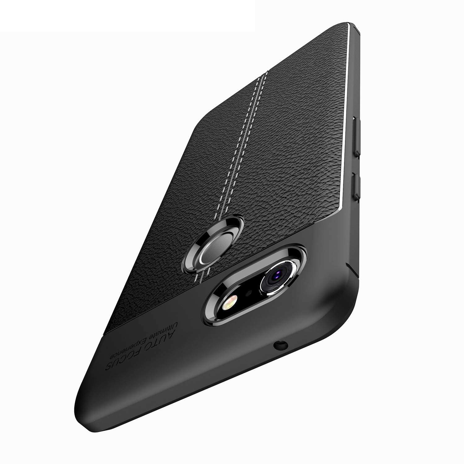 DEVMO Phone Case Compatible with Google Pixel 3 XL TPU Bionic Leather Gel Rubber Full Body Protection Shockproof Cover Case Drop Protection Black 4