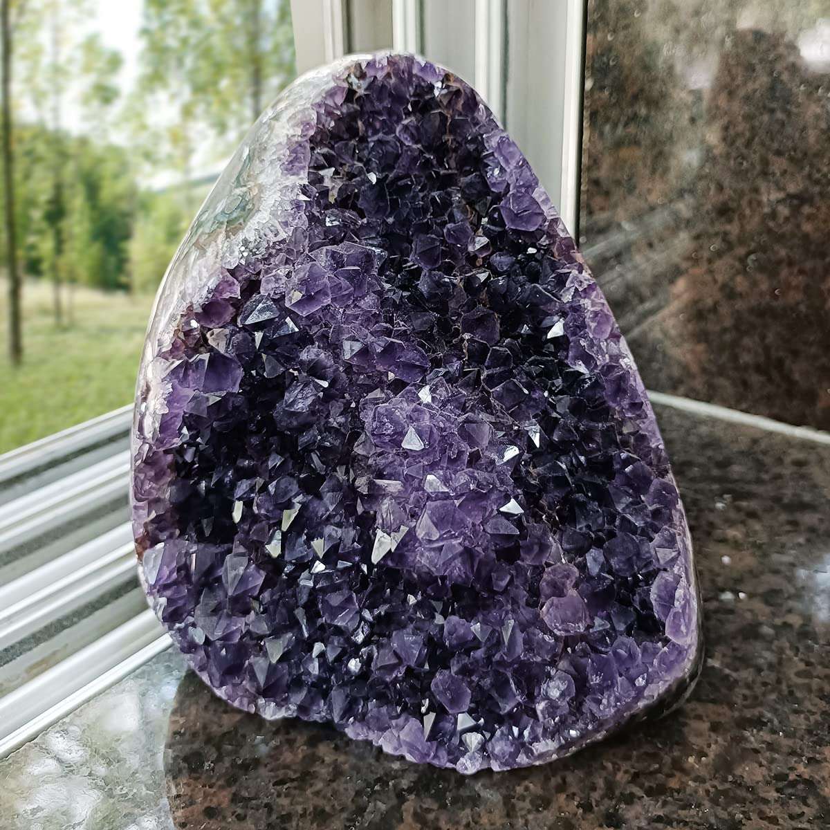 9Dzine Amethyst Artigas Violet Quartz Gemstone Dark Purple Amethyst Cluster Point Geode 1600-1800 Gm Amethyst Cluster Gemstone Cave Mineral Specimens Amethyst Cluster Big Point for Decoration 4