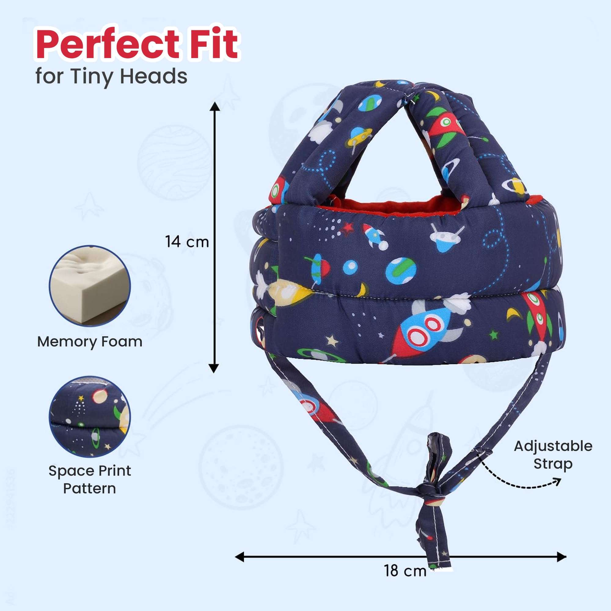 VIVATRA Adjustable Baby Head Protector Cap for Toddlers, Soft Padded Safety Helmet for Walking & Crawling, Lightweight, Shock-Absorbing Headgear for Infants, Anti-Fall Protection Hat 3
